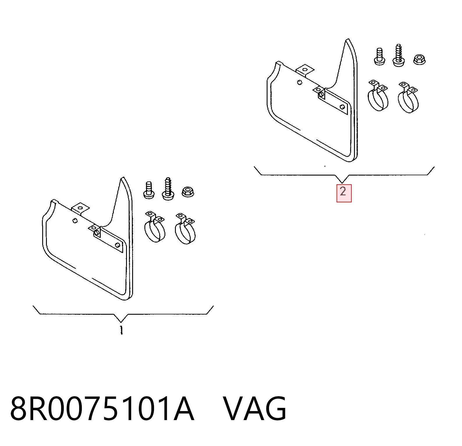 8R0075101A VAG Protetores de lama traseiros, kit