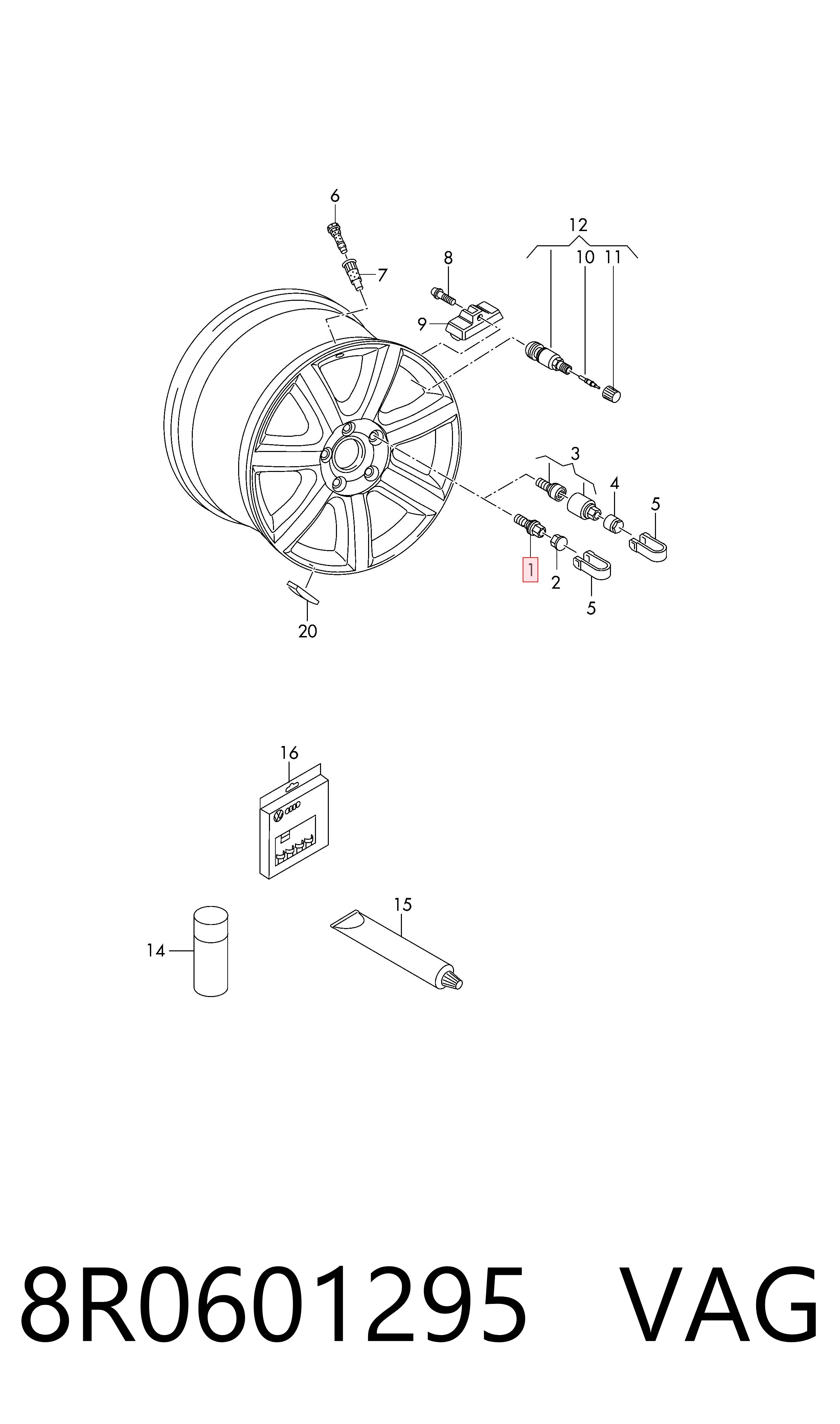 8R0601295 VAG Parafuso de roda