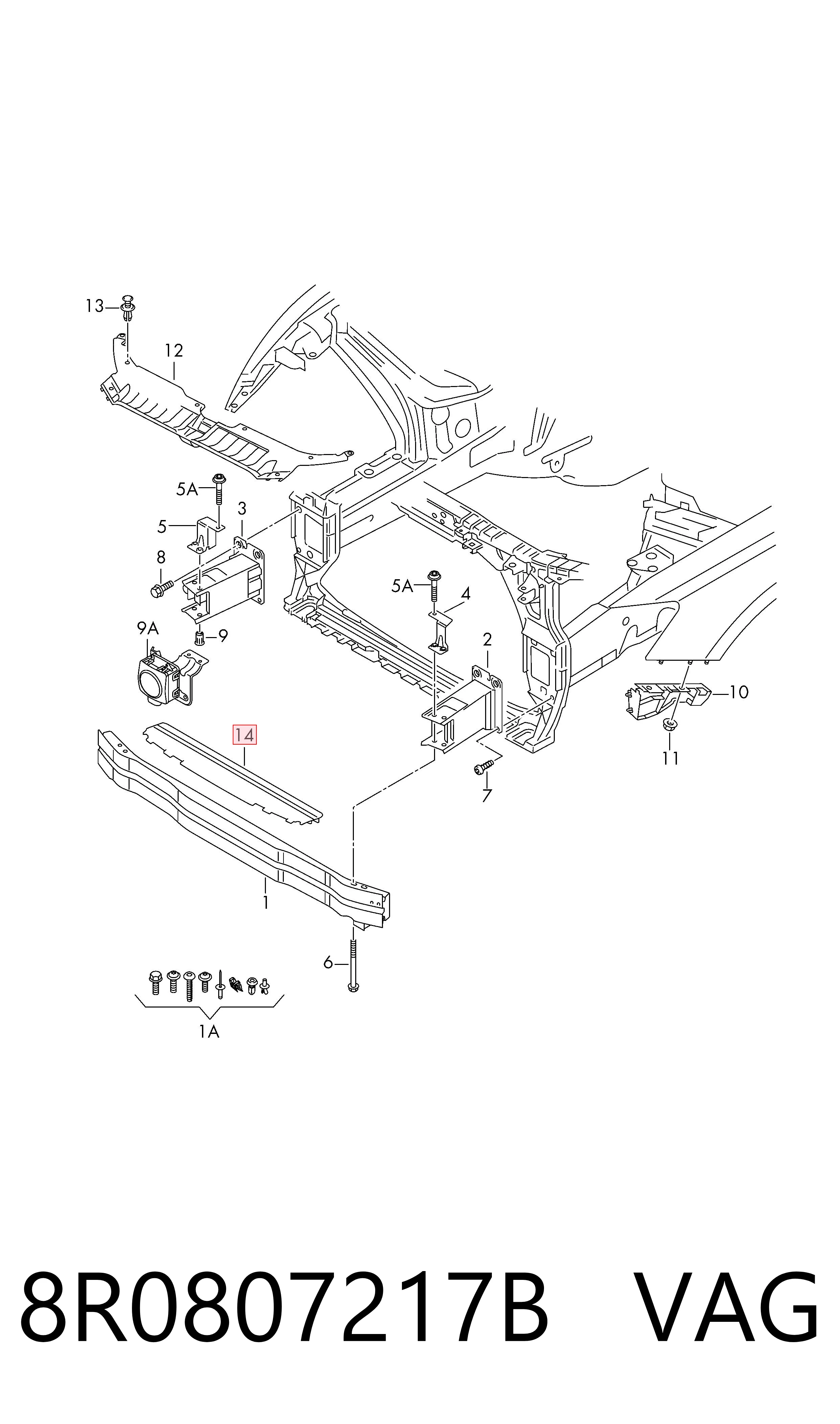 Conduto de ar (defletor) inferior do radiador VAG 8R0807217B preço, a partir de 16,19 USD