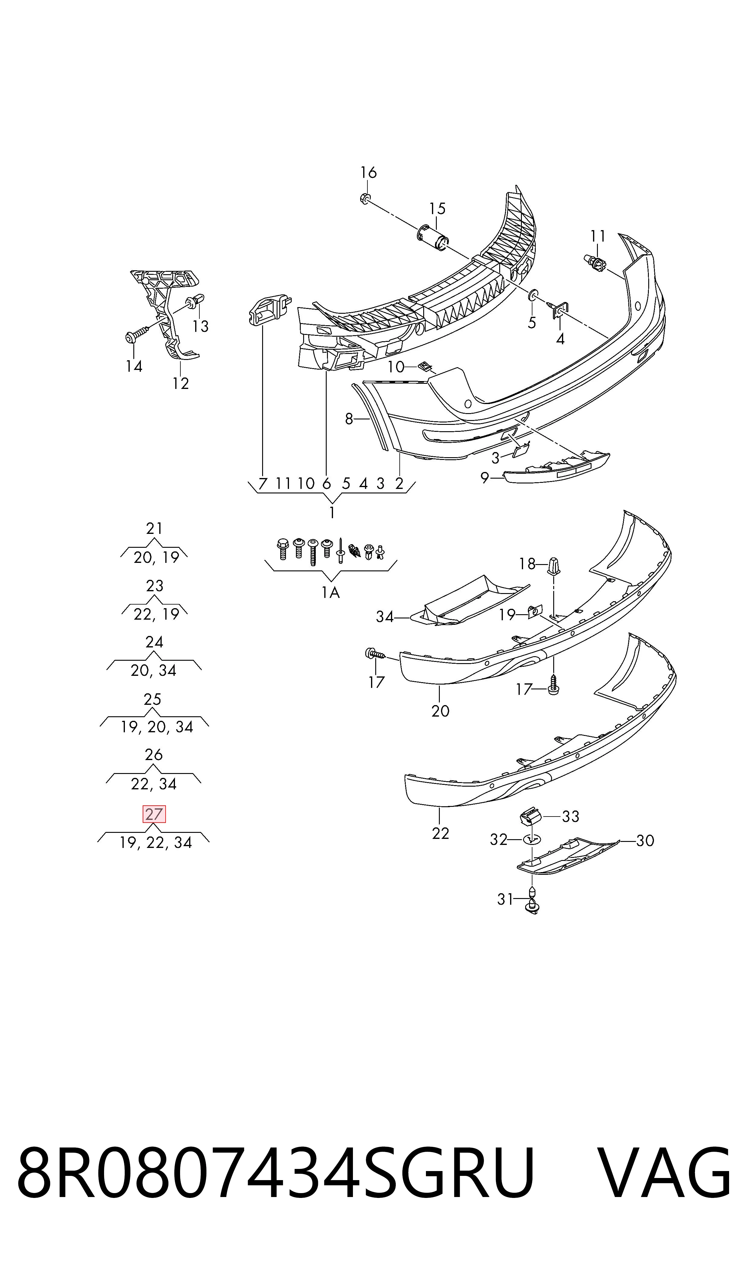 8R0807434SGRU VAG