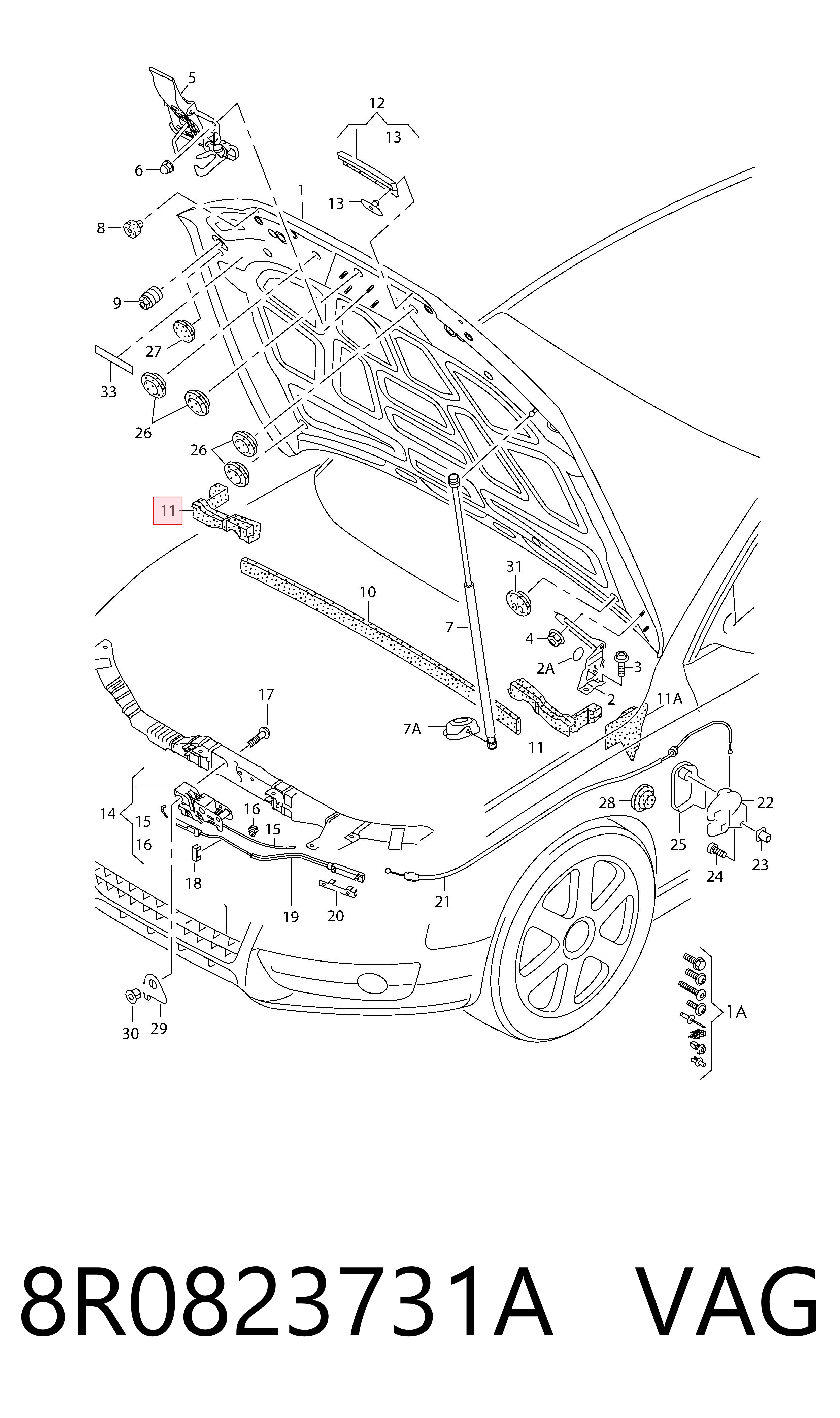 8R0823731A VAG Vedação da capota