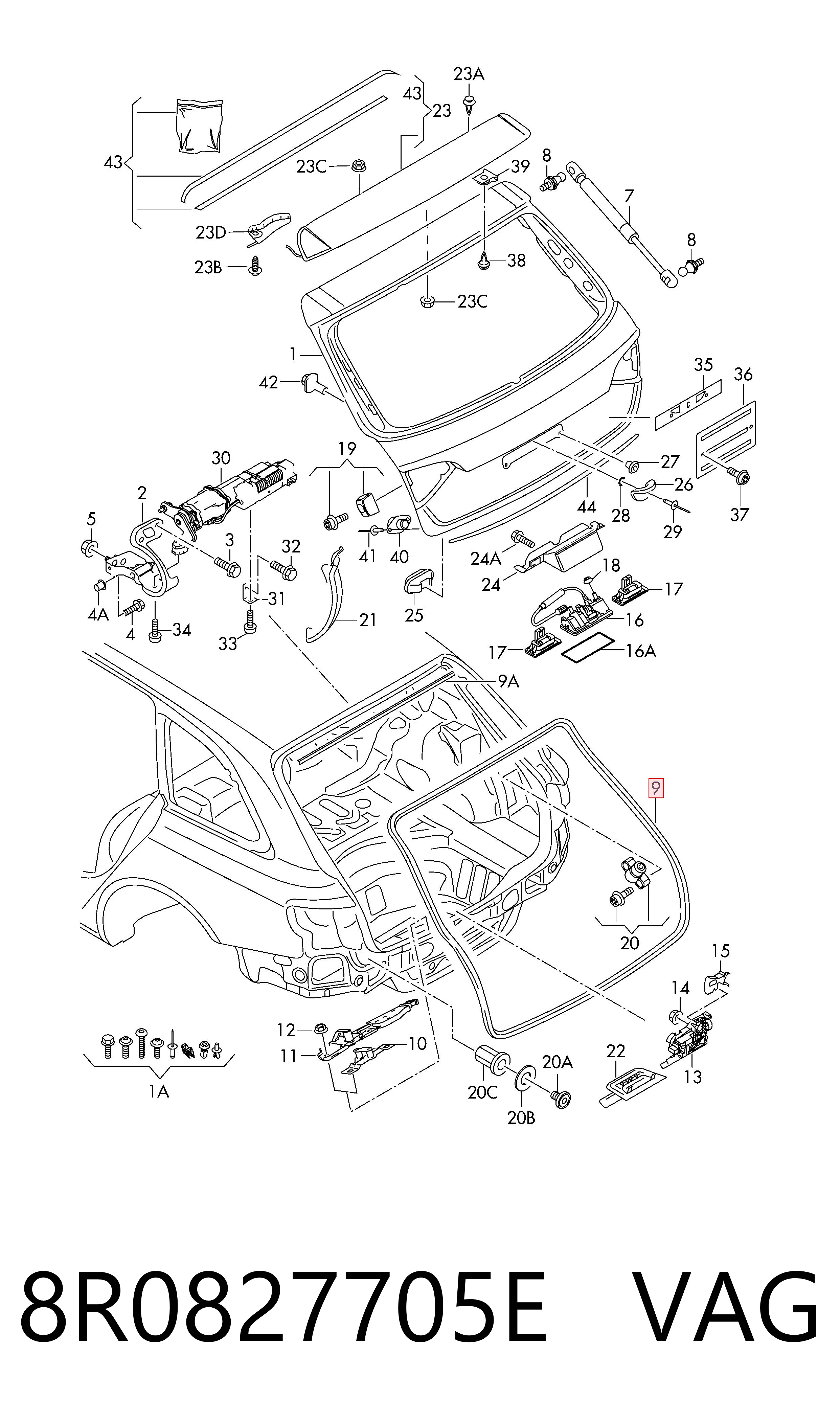 Compactador de tampa de porta-malas VAG 8R0827705E preço, a partir de 63,10 USD