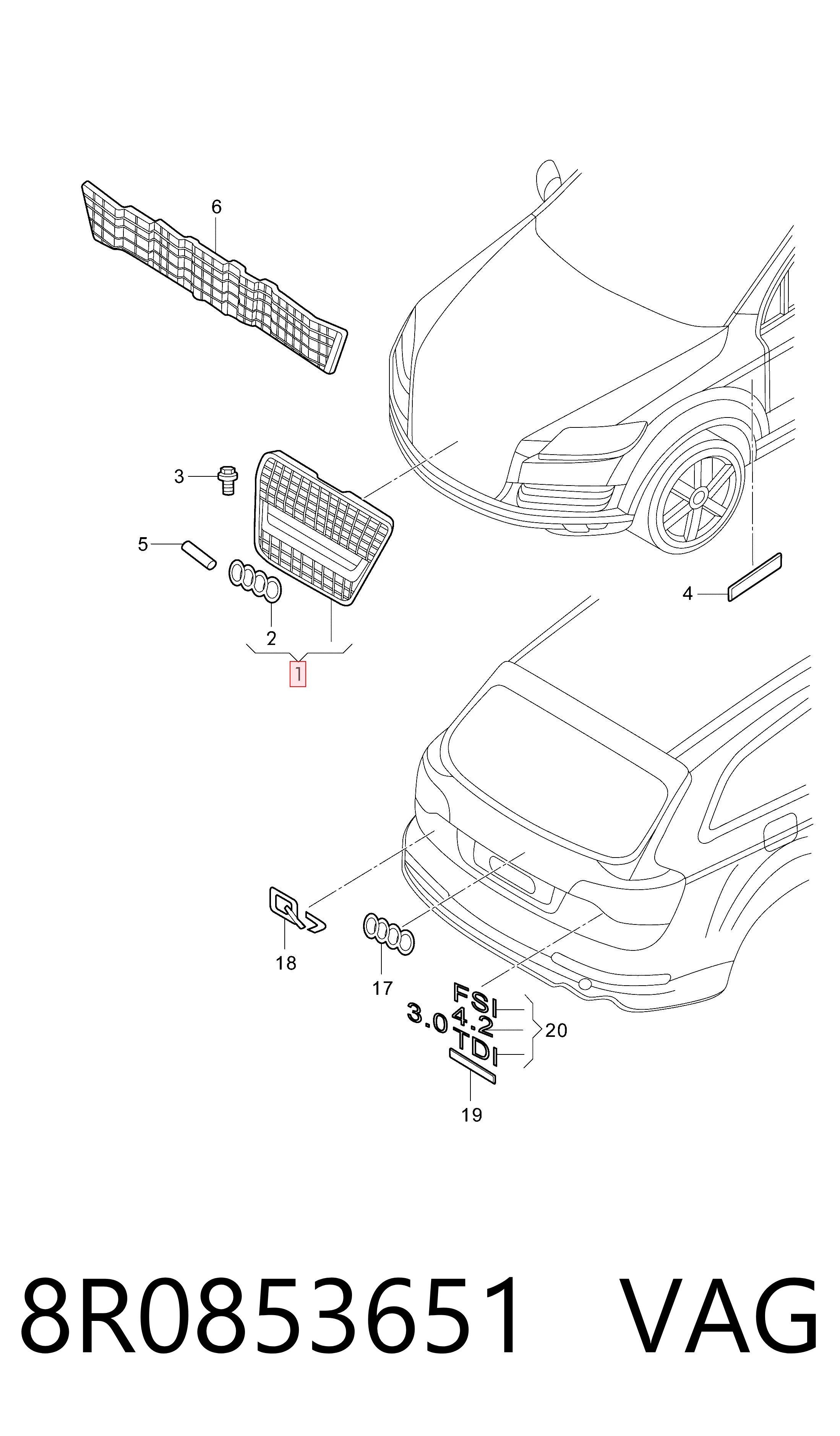 Grelha do radiador Audi Q5  8RB