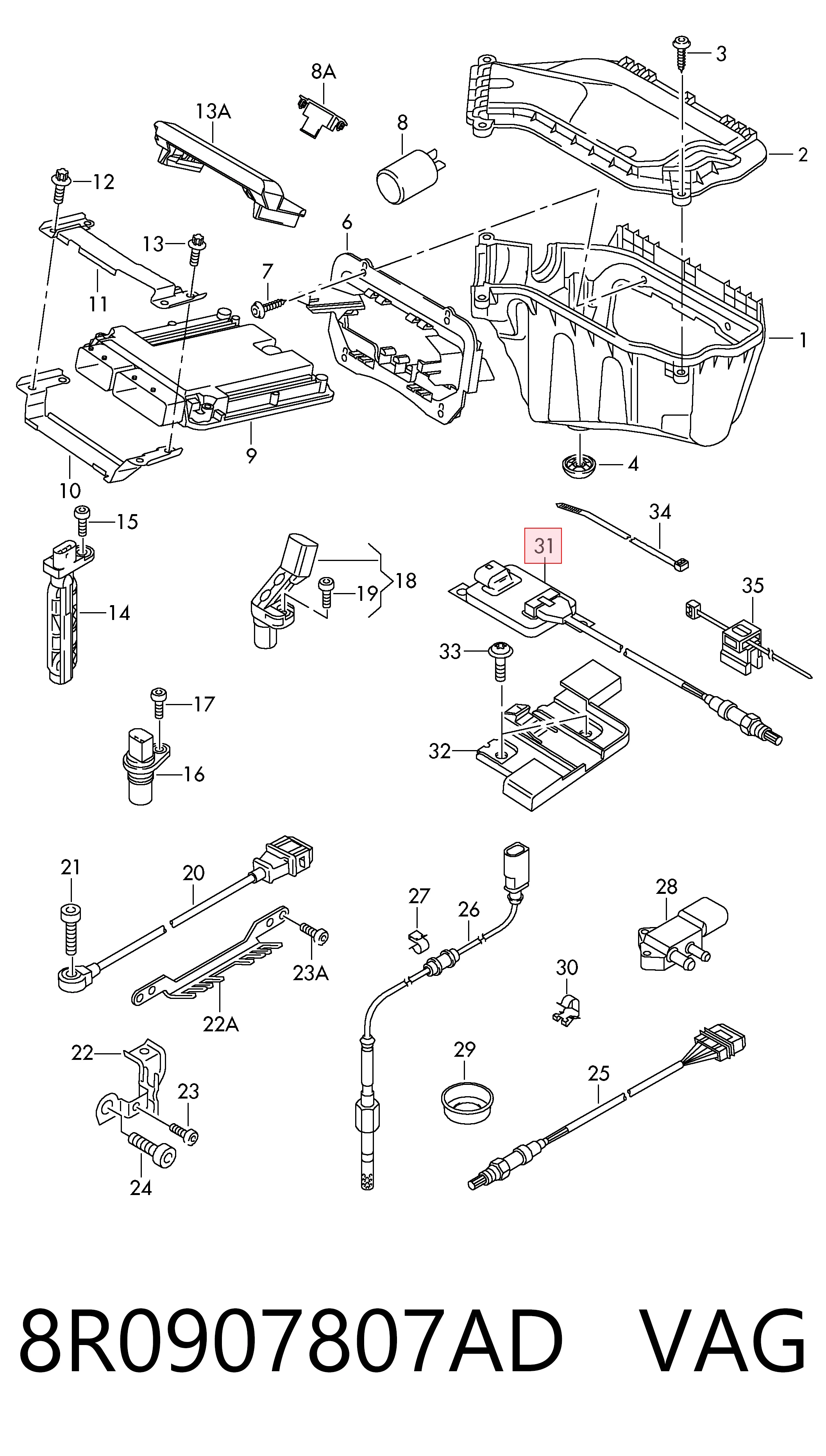 8R0907807AD VAG Sensor de óxidos de nitrogênio NOX