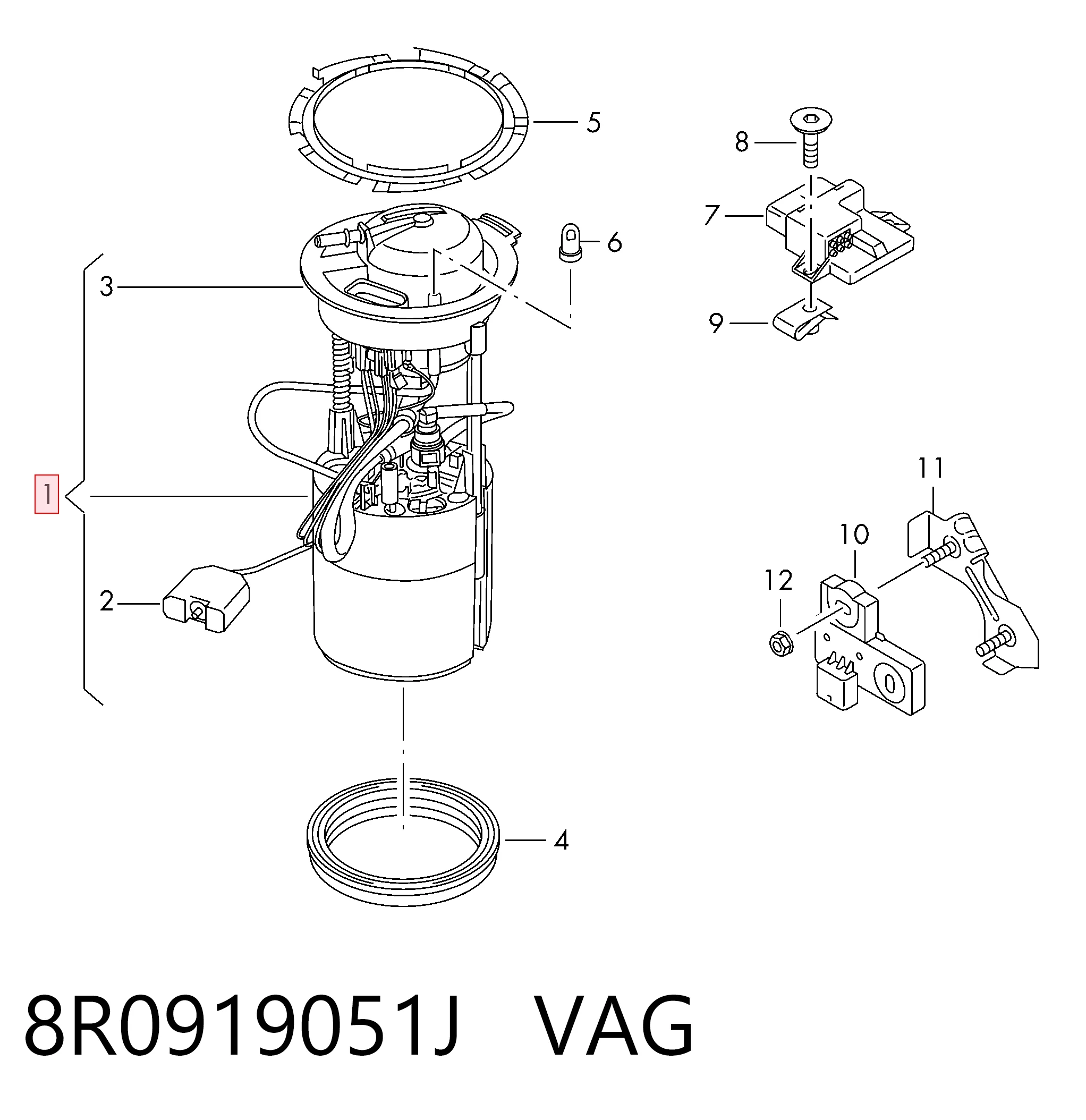8R0919051J VAG Módulo de bomba de combustível com sensor do nível de combustível