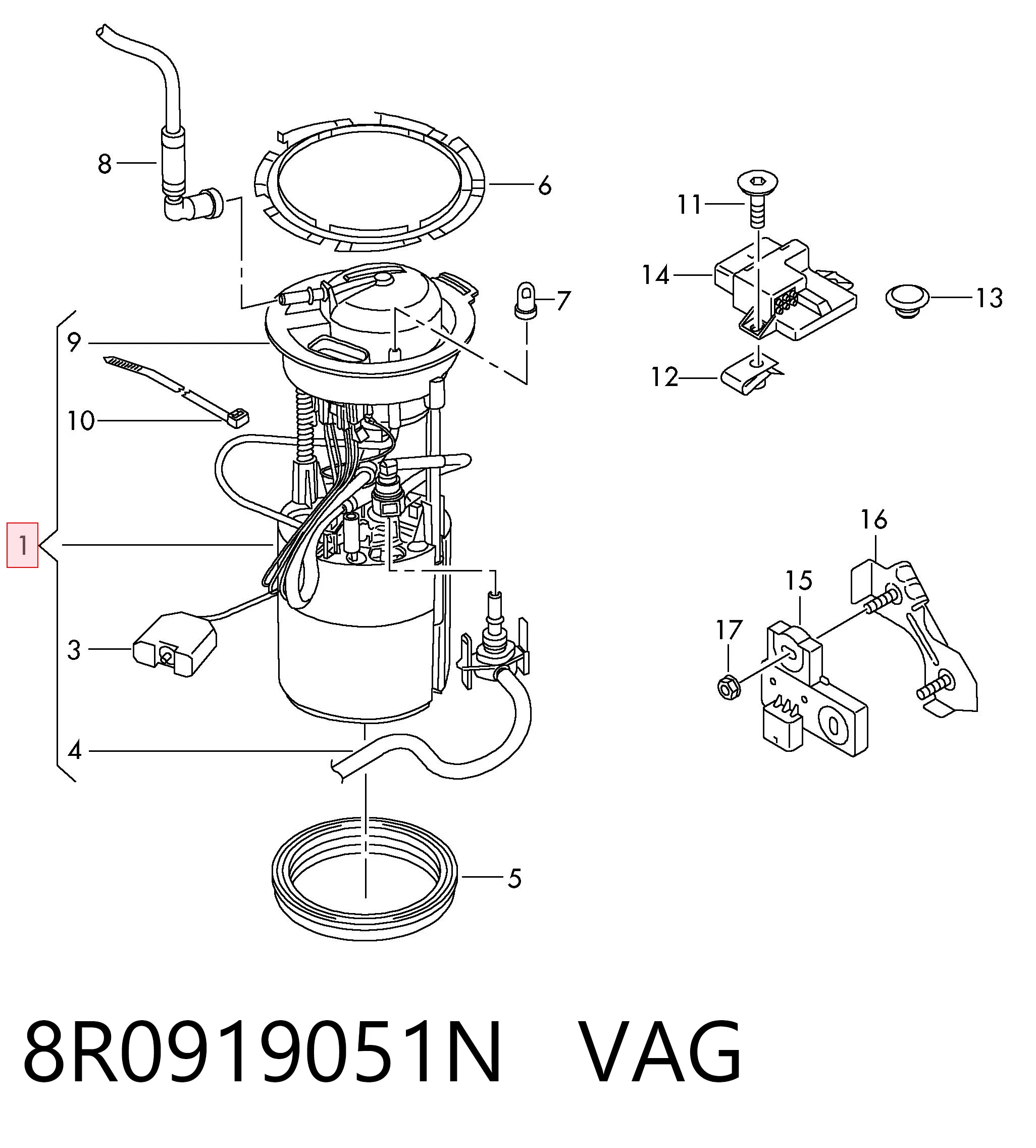 Módulo de bomba de combustível com sensor do nível de combustível para Audi Q5 8RB