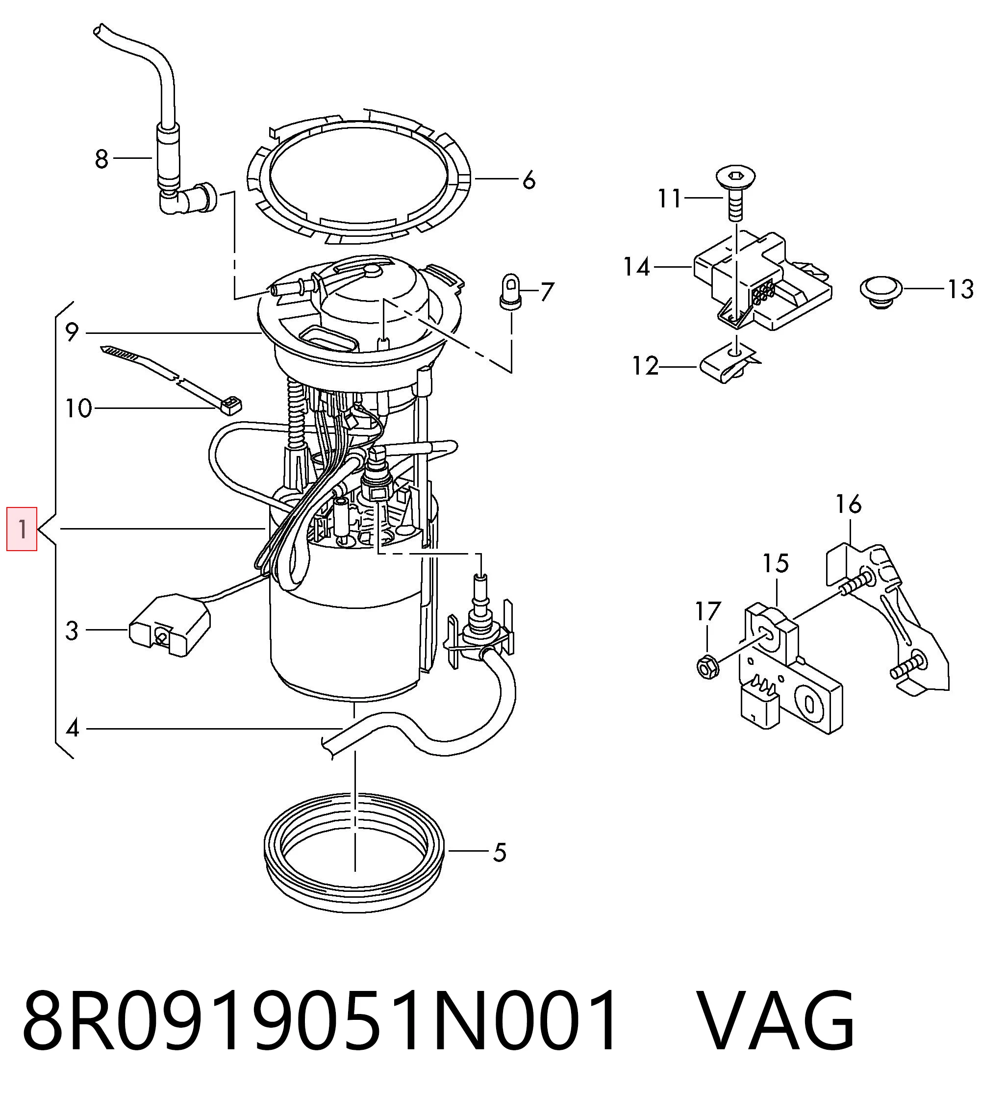  Módulo de bomba de combustível com sensor do nível de combustível Audi Q5 SUV (8RB) (2008 - 2016) 