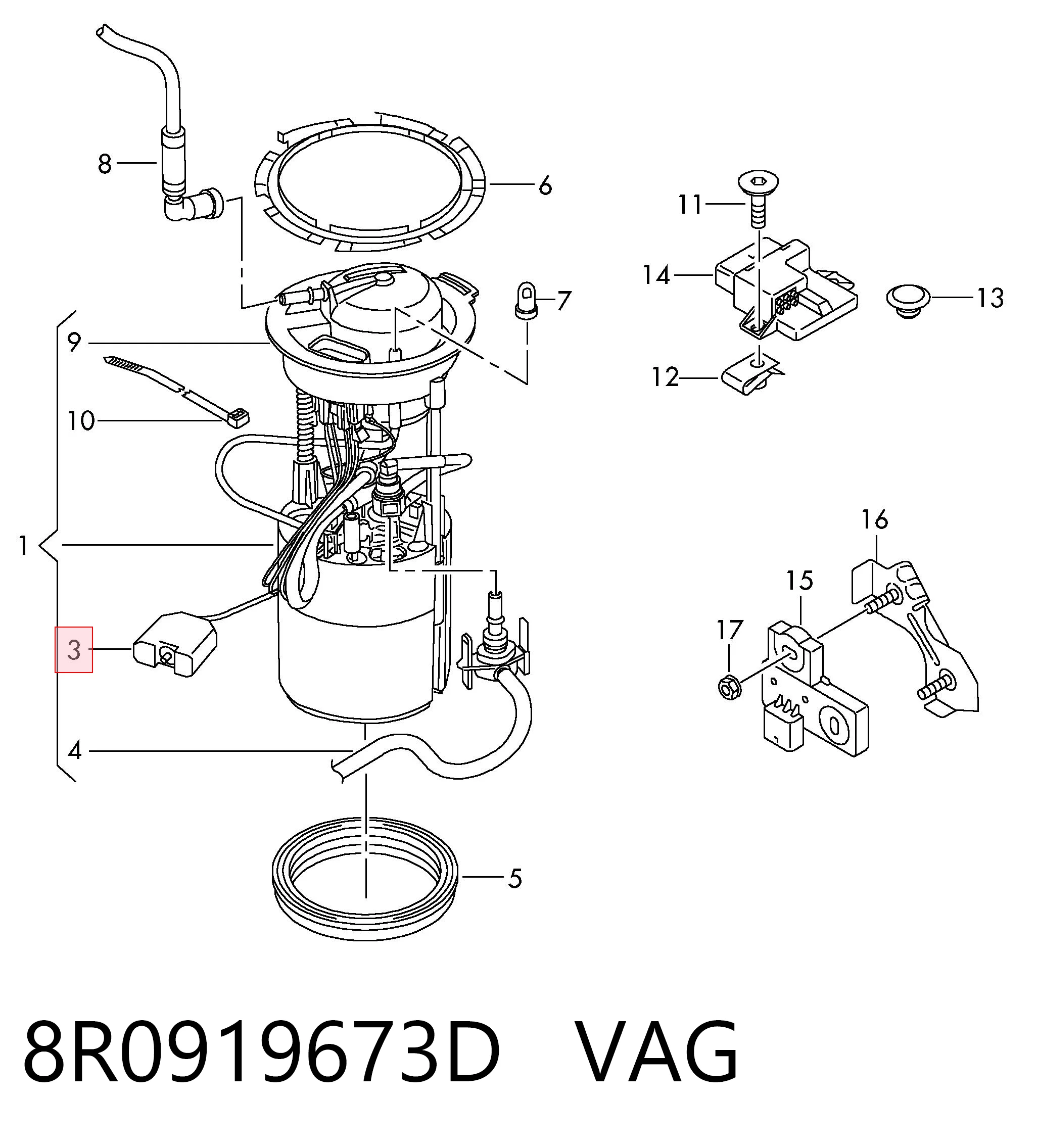 8R0919673D VAG Sensor do nível de combustível no tanque