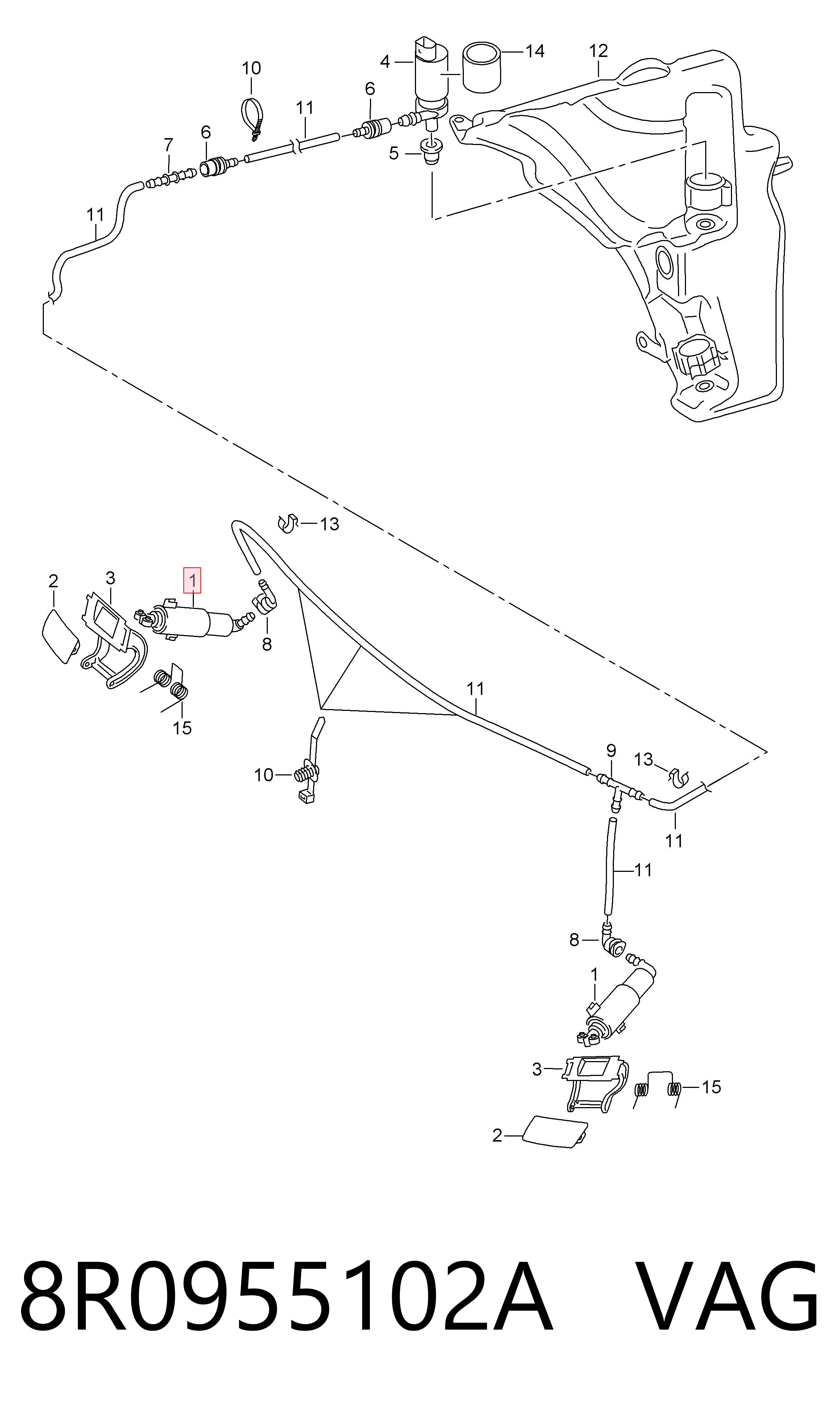 Compre 8R0955102A VAG Suporte do injetor de fluido para lavador das luzes (cilindro de elevação)