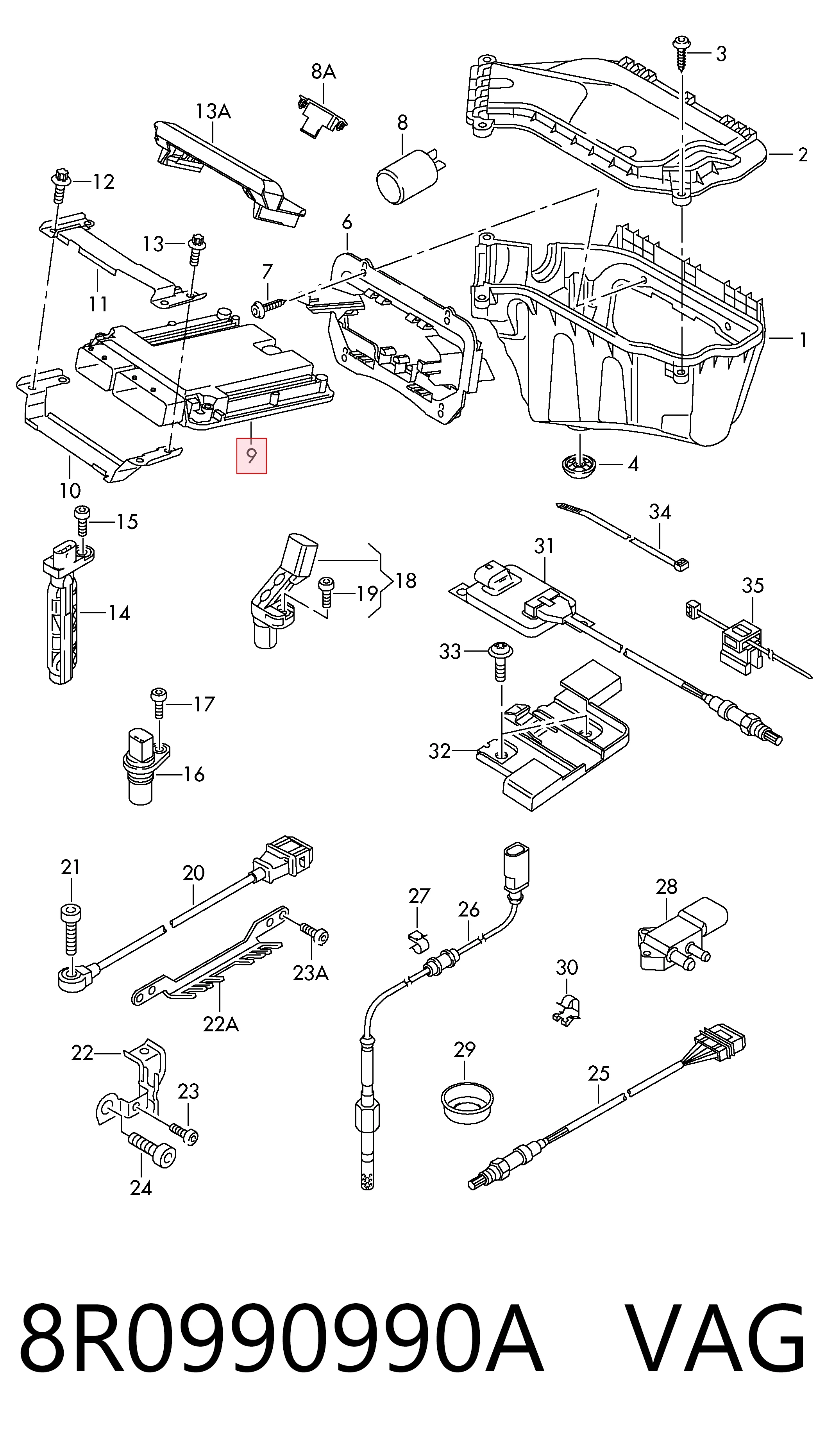 Módulo de direção (Centralina eletrônica) de motor Audi Q5  8RB