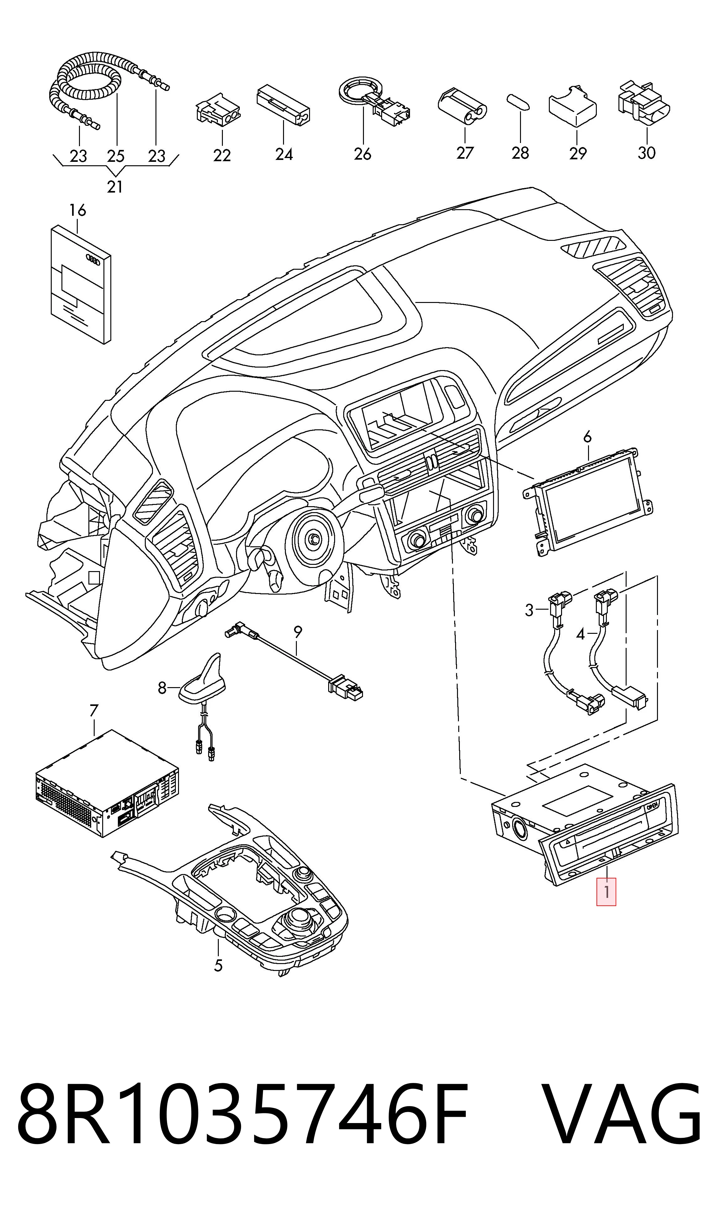 Aparelhagem de som (rádio AM/FM) VAG 8R1035746F preço, a partir de 6945,77 USD