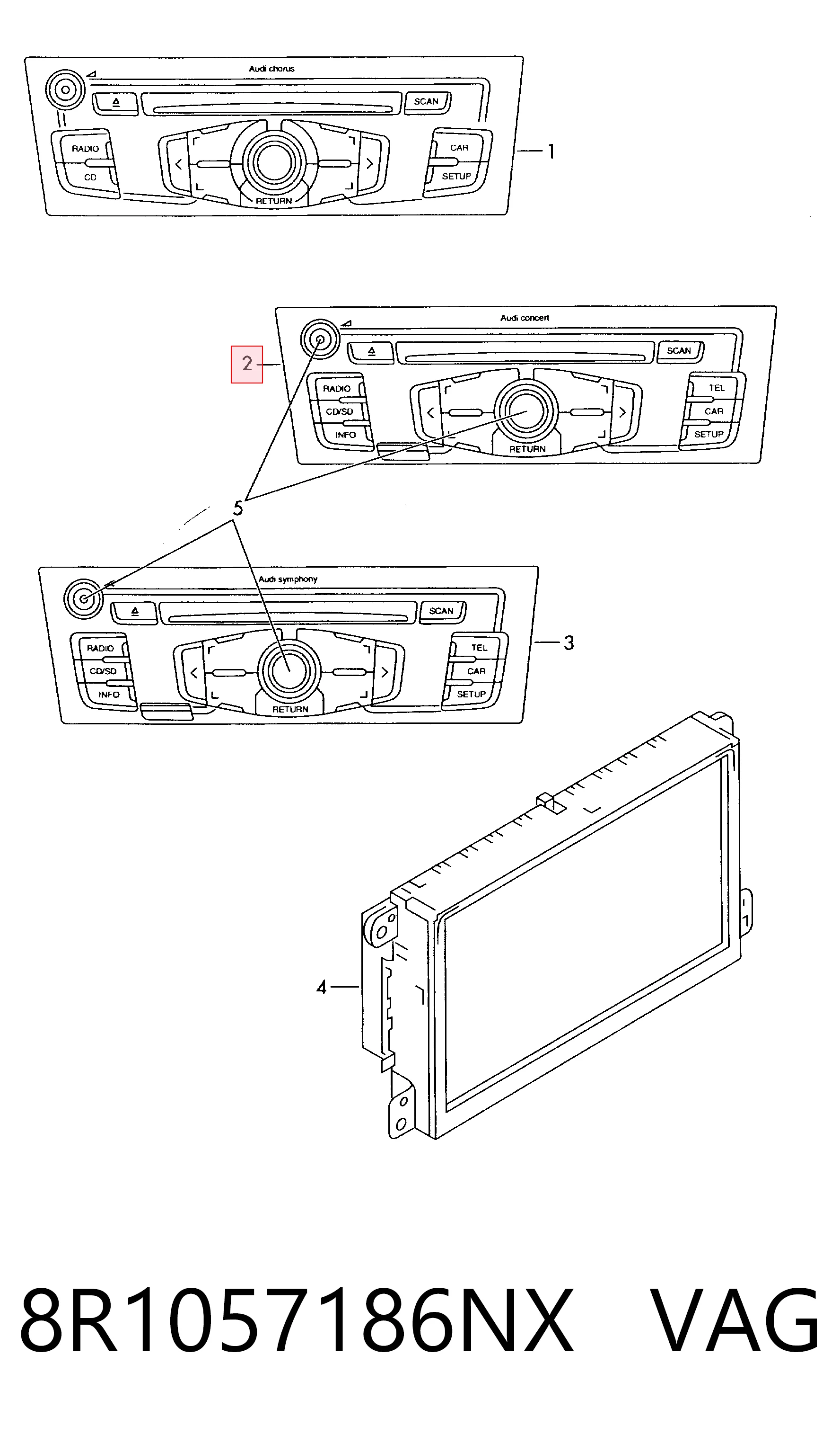  Aparelhagem de som (rádio AM/FM) Audi A4 B8 sedan (8K2) (2007 - 2015) B8