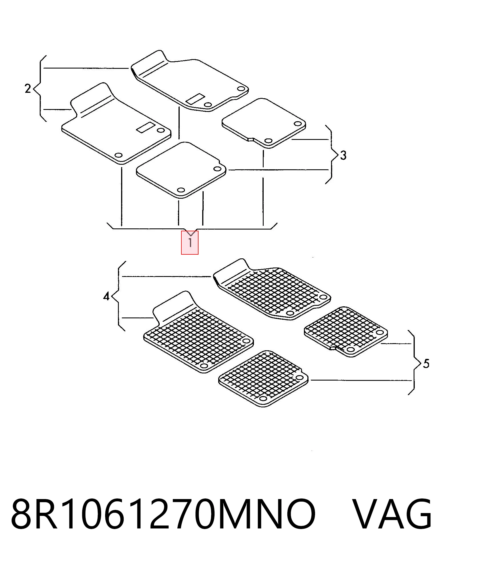 8R1061270MNO VAG Tapetes dianteiros + traseiros, kit