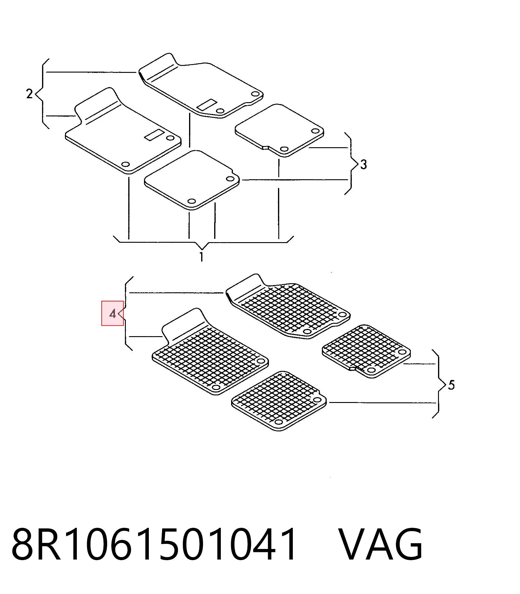 8R1061501041 VAG Tapete dianteiro, kit de 2 un.