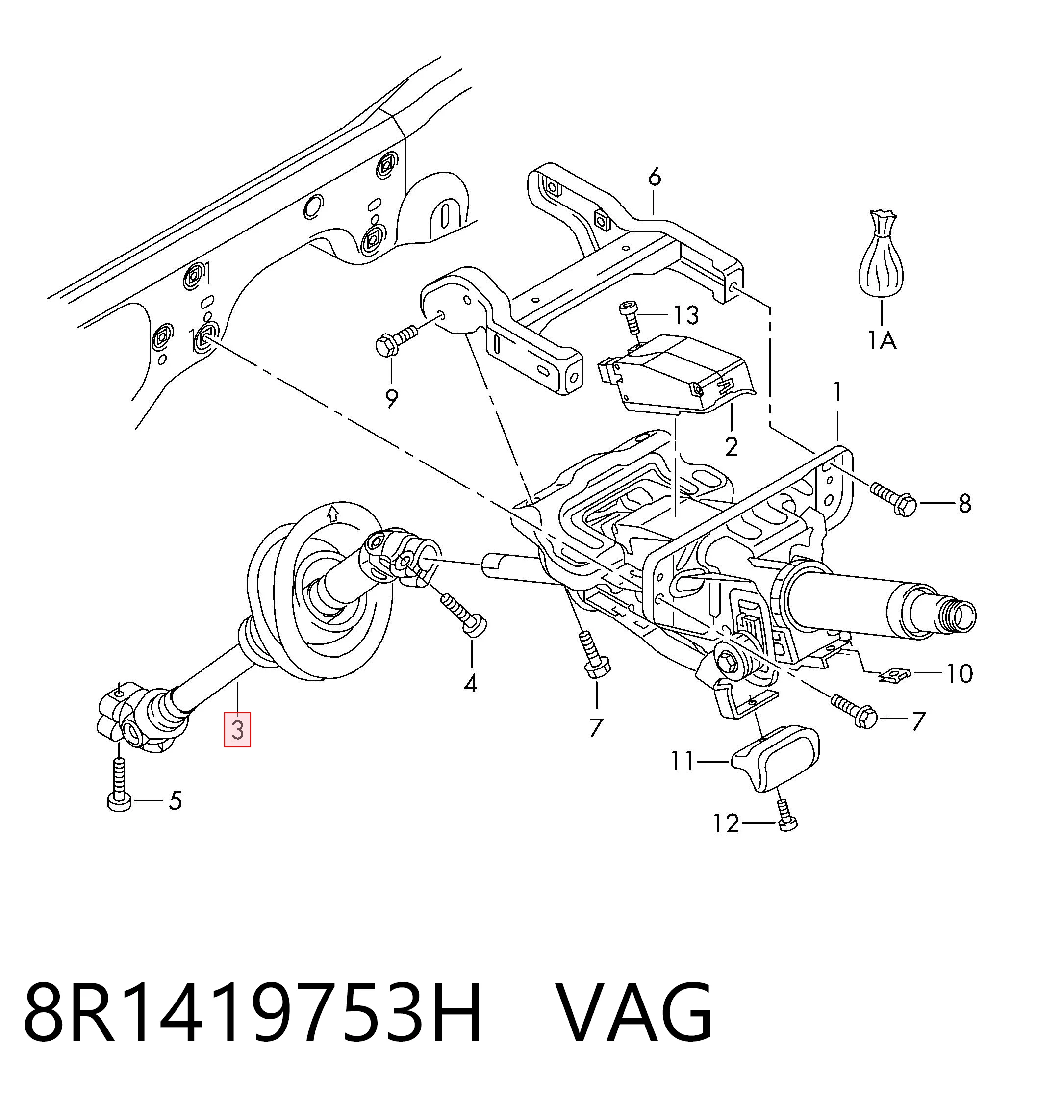 8R1419753H VAG Veio da coluna de direção inferior