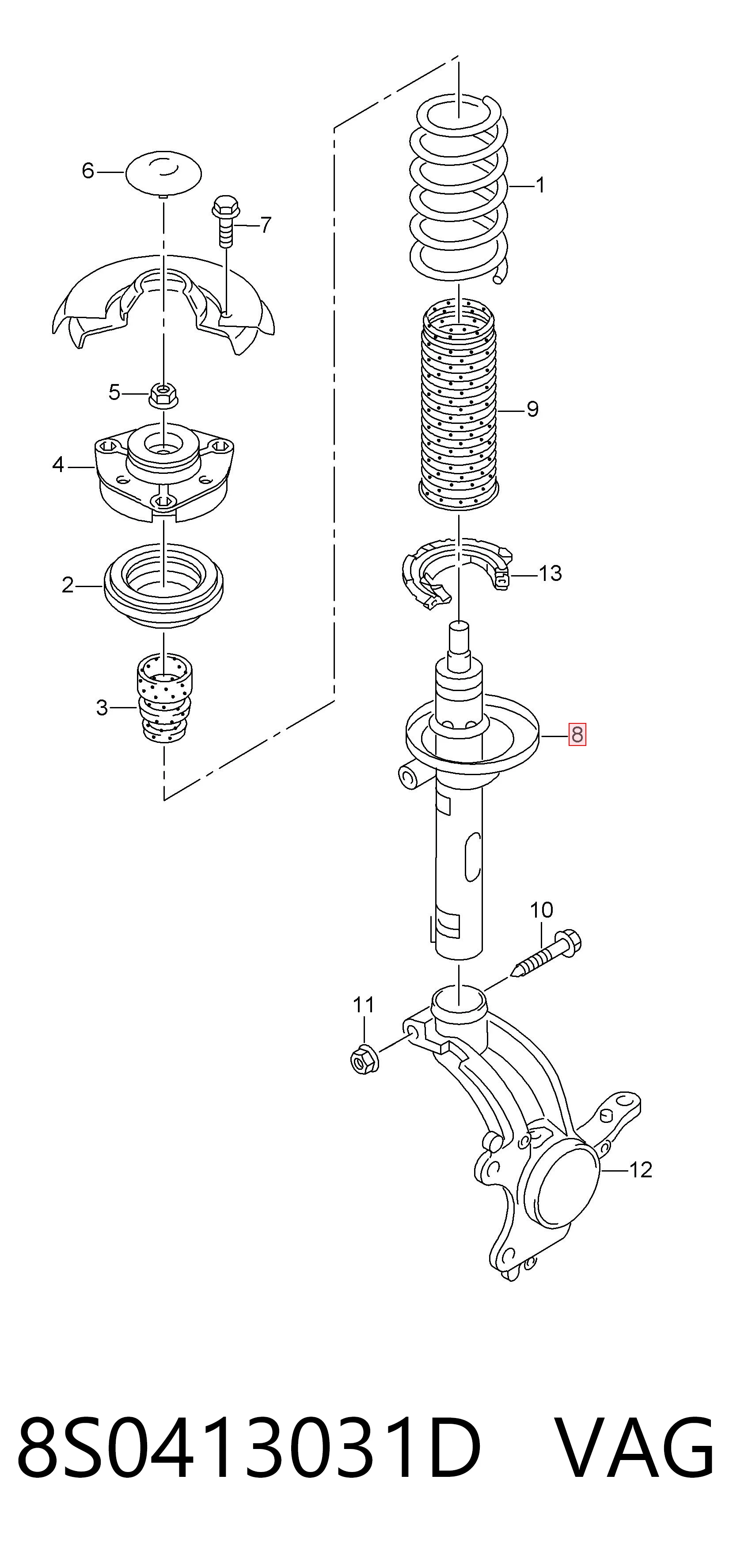 Amortecedor dianteiro para Audi TT  FV9, FVR