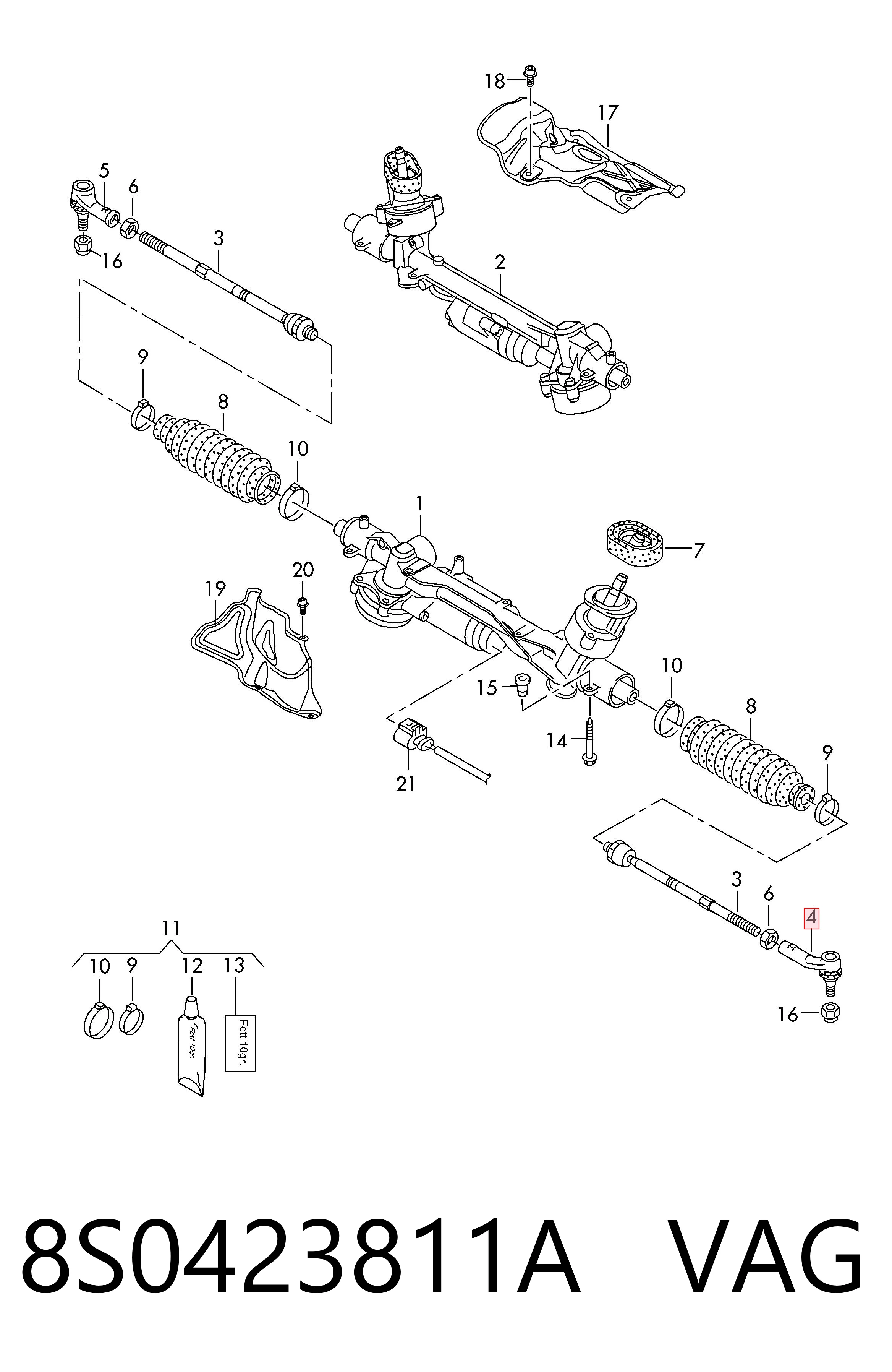 Ponta externa da barra de direção para Audi TT FV3, FVP