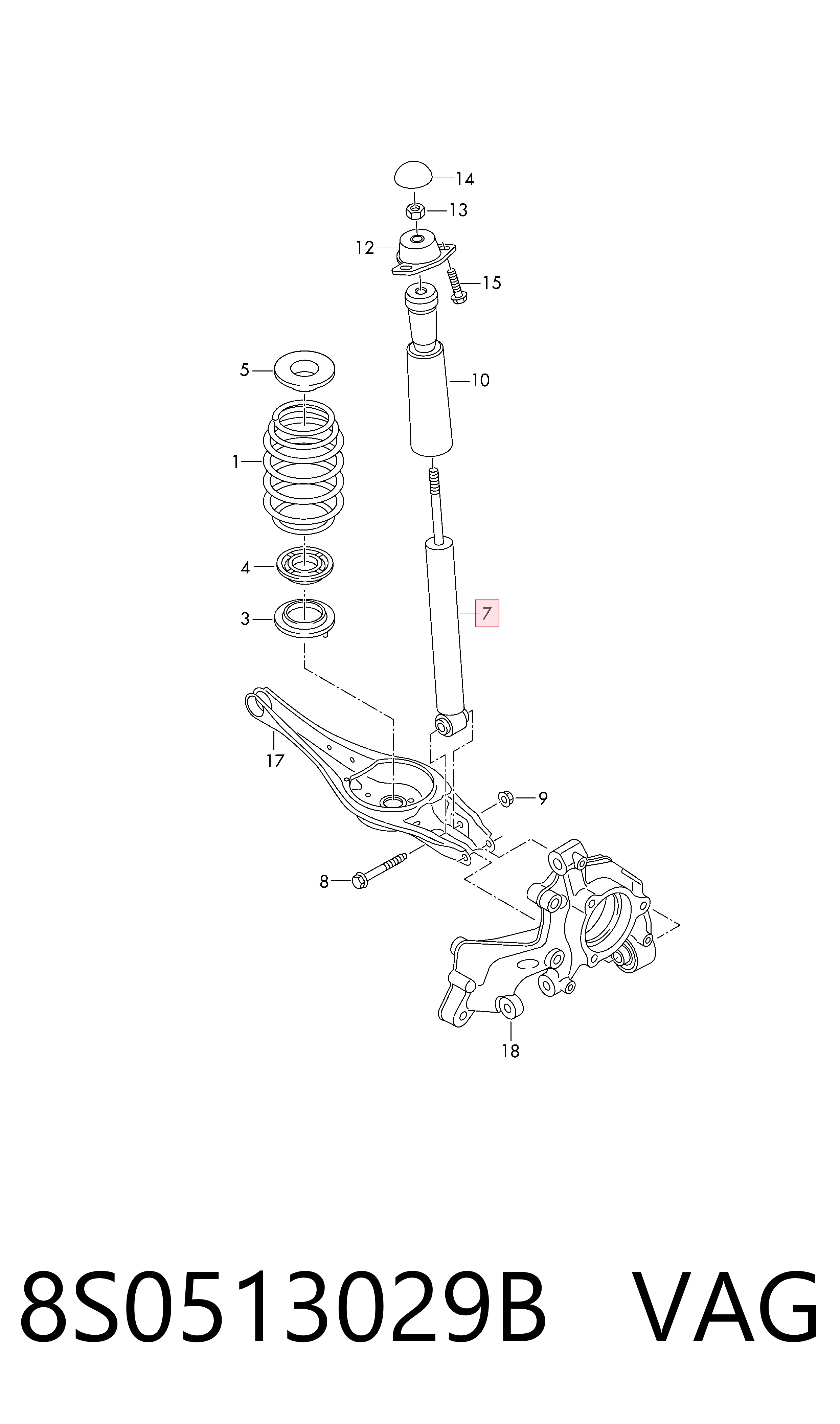  Amortecedor traseiro Audi TT roadster (FV9, FVR) (2014 - 2026) 