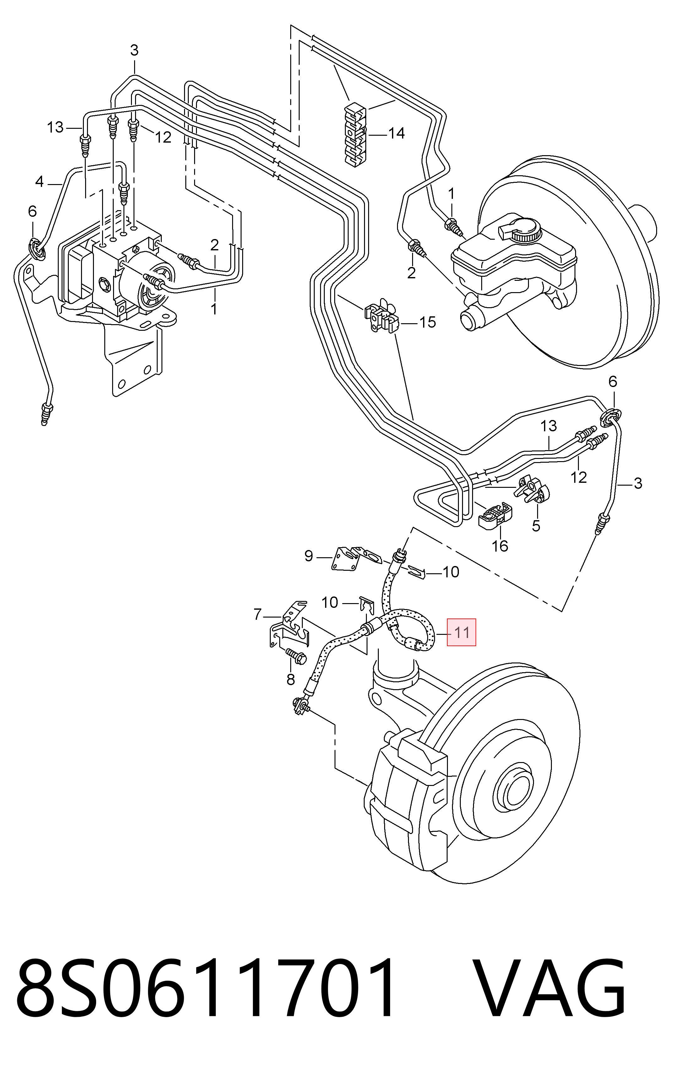 Mangueira do freio dianteira Audi TT  FV3, FVP ao melhor preço