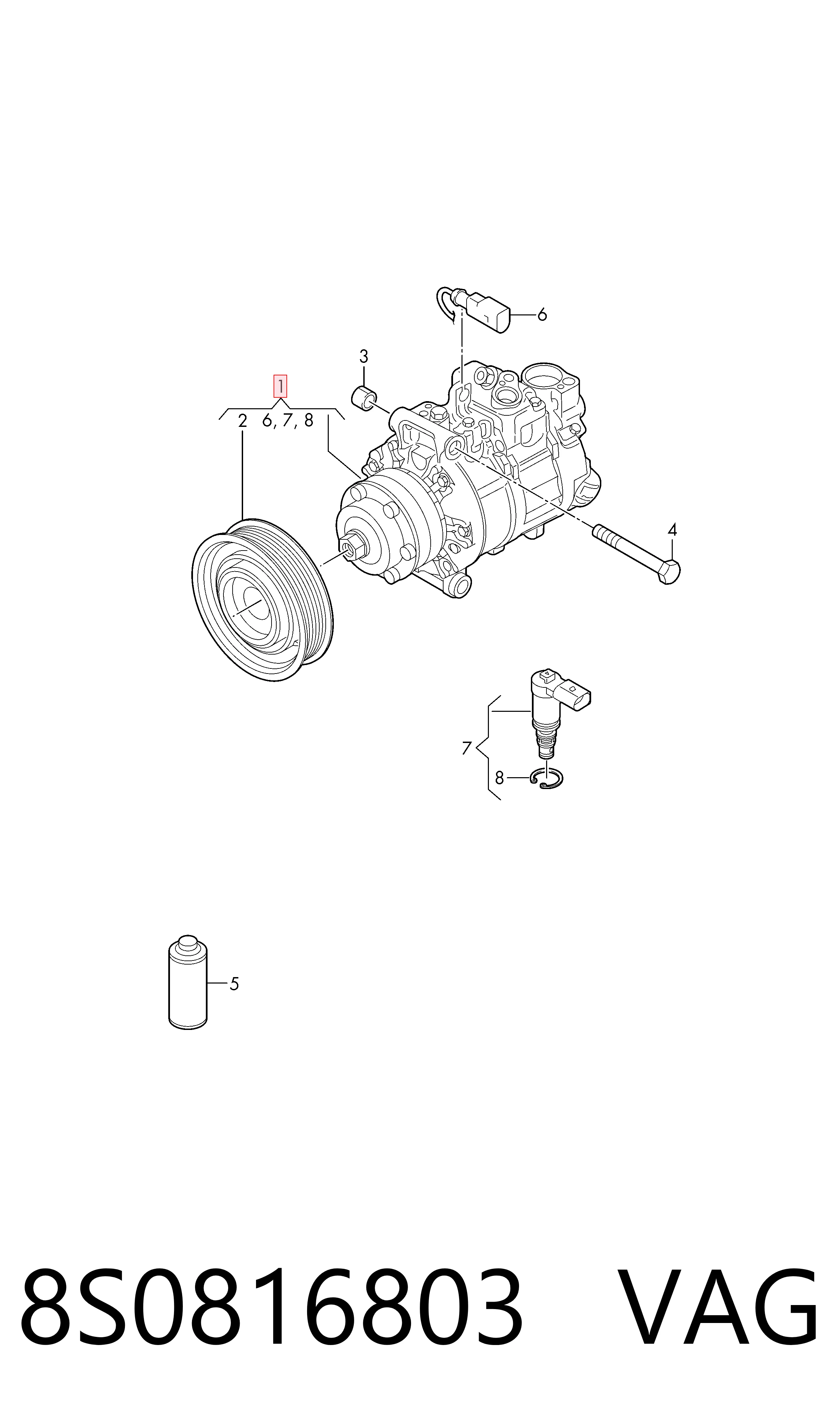 8S0816803 VAG Compressor de aparelho de ar condicionado