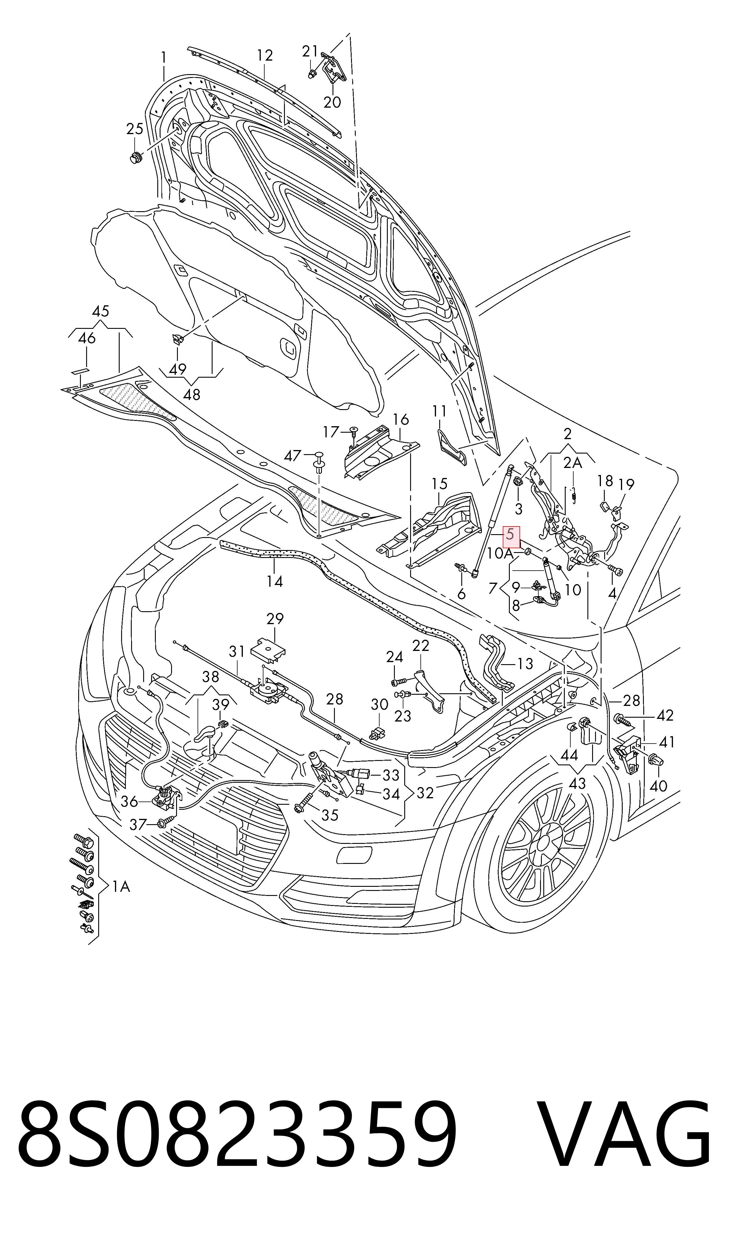 Amortecedor da capota para Audi TT FV3, FVP