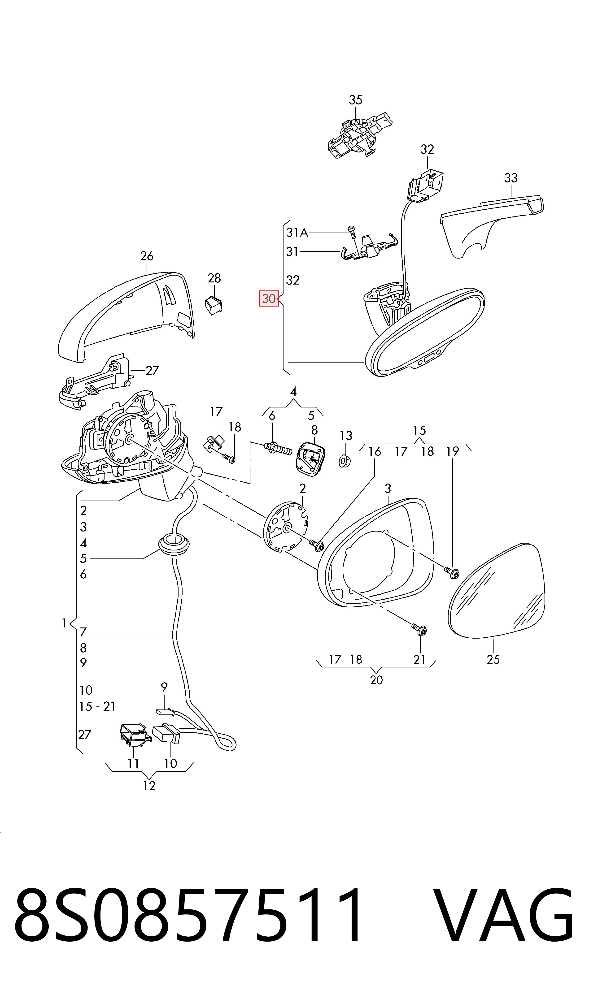 Espelho de salão interno Audi Q3  F3B