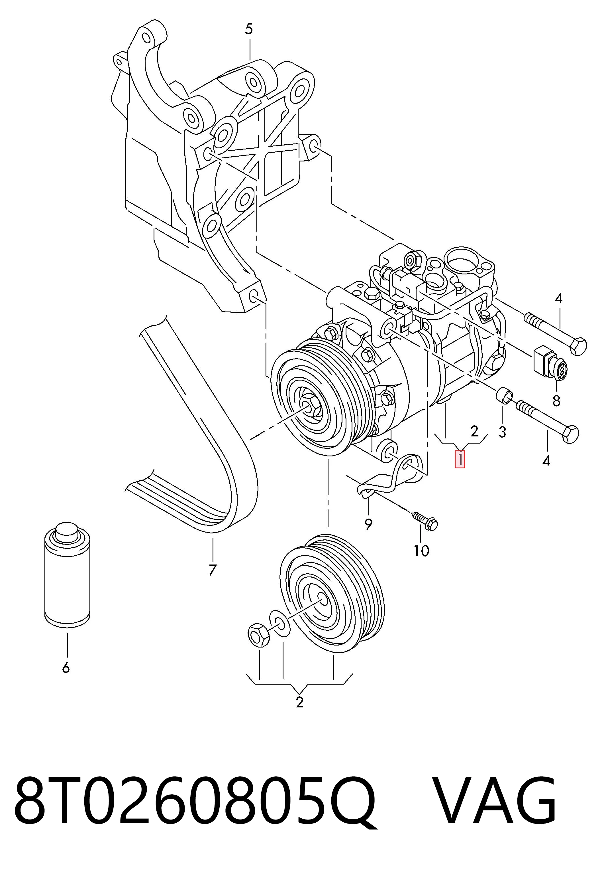 8T0260805Q VAG Compressor de aparelho de ar condicionado
