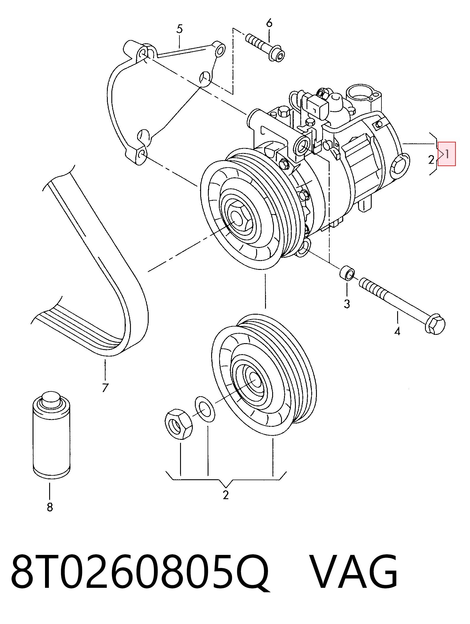 Compressor de aparelho de ar condicionado VAG 8T0260805Q preço, a partir de 398,94 USD