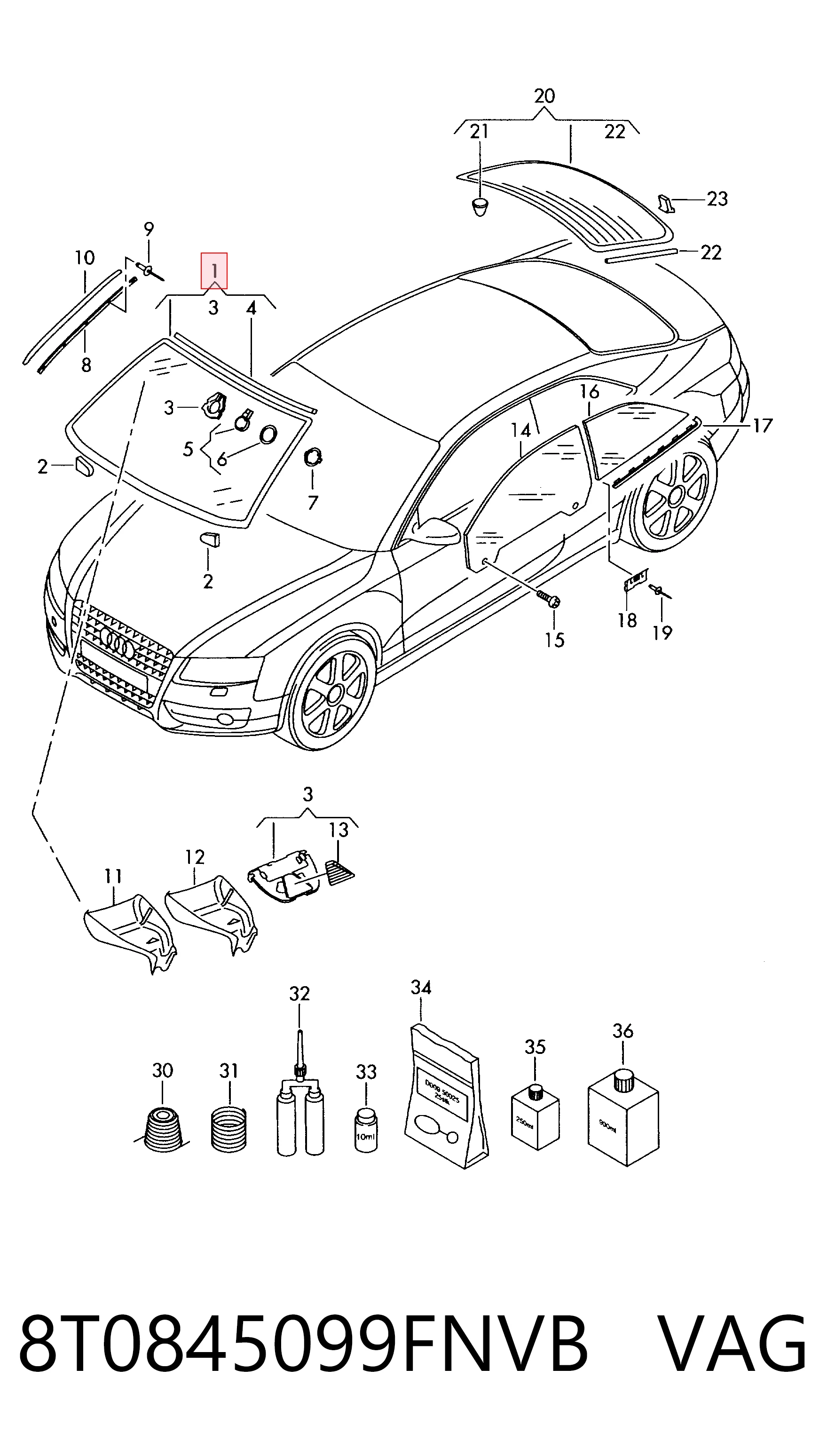 Pára-brisas para Audi A5  8T3