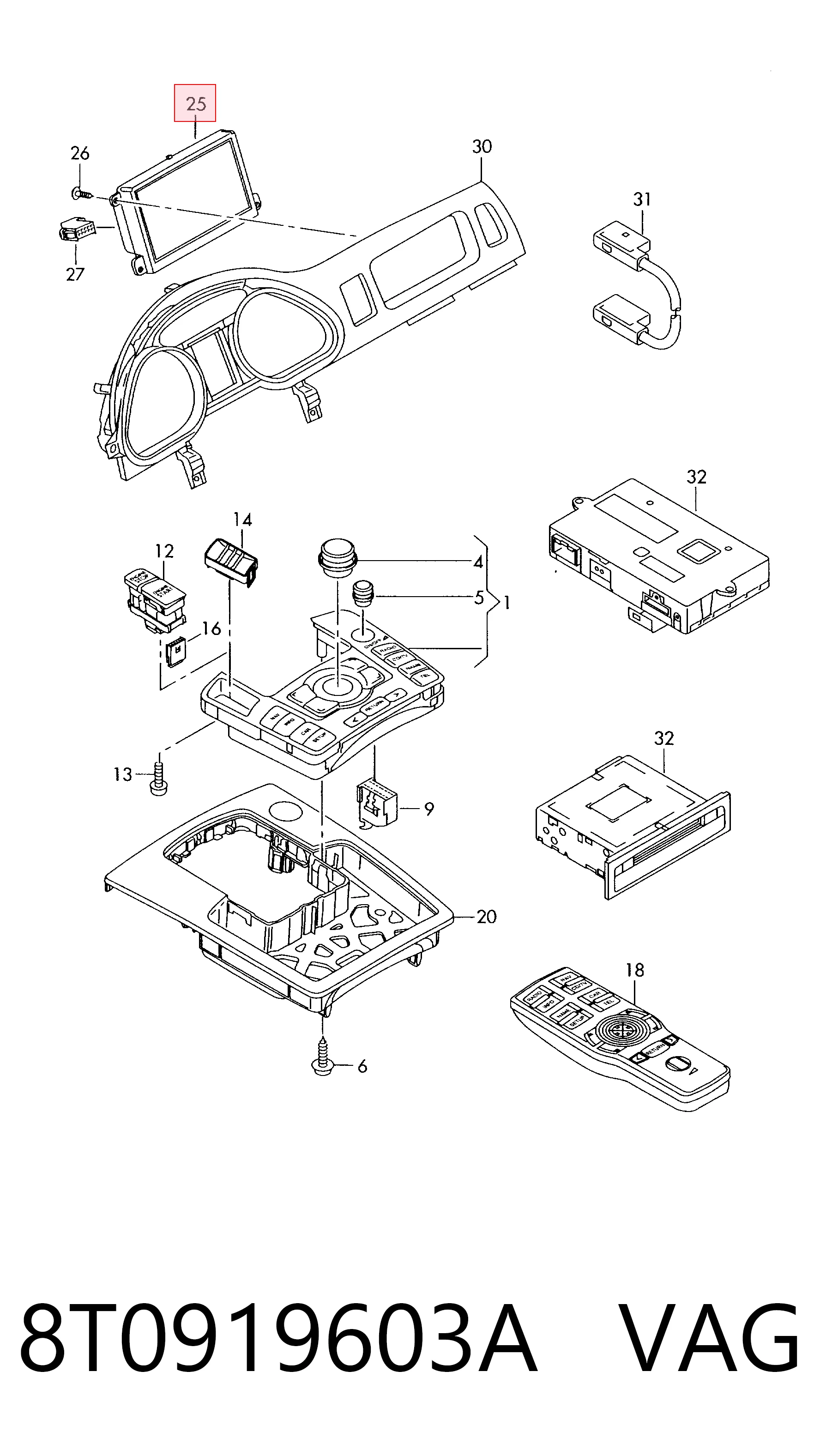 Mostrador multifuncional Audi A6 C6 4F2