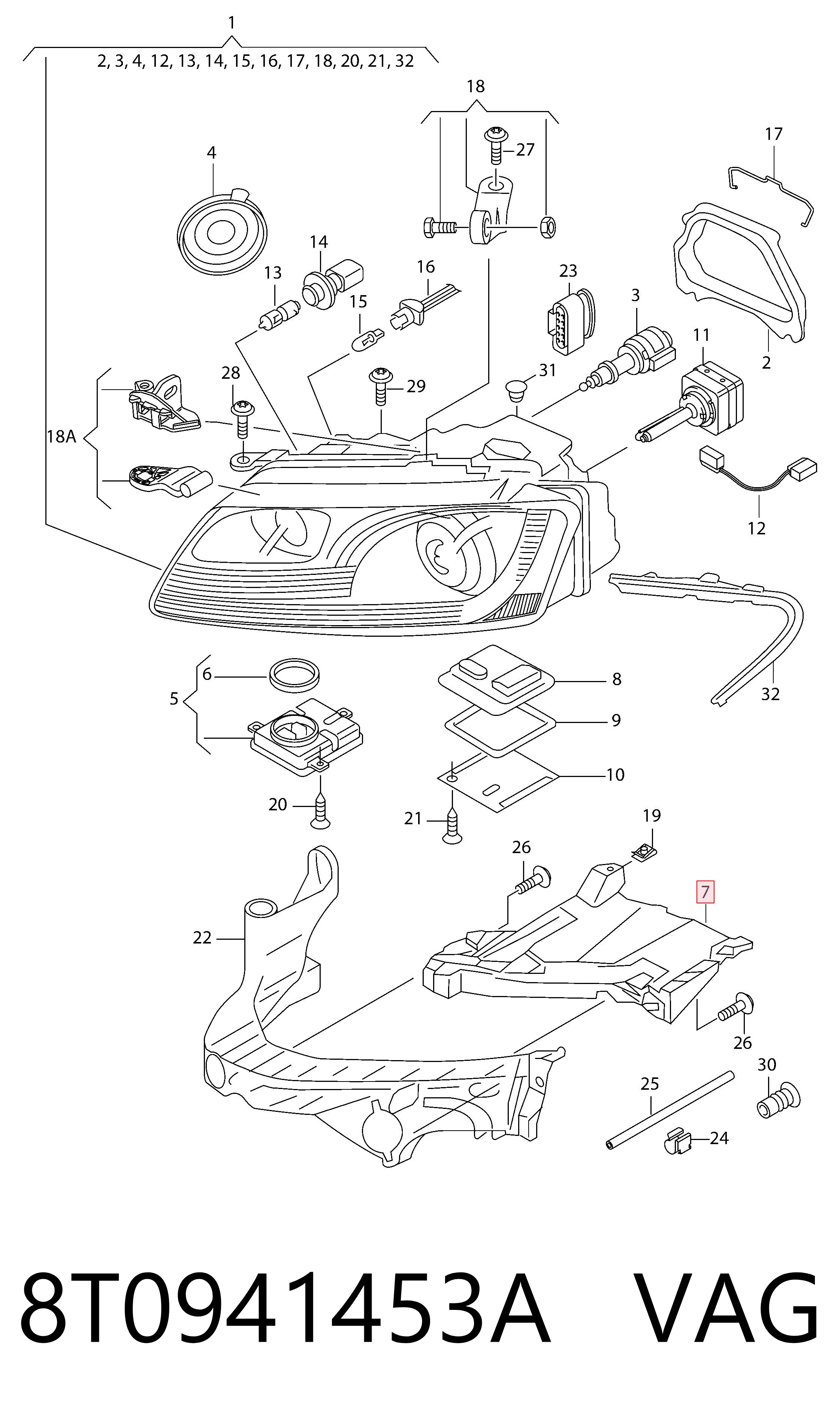 Compre 8T0941453A VAG Consola (adaptador) de fixação da luz dianteira esquerda