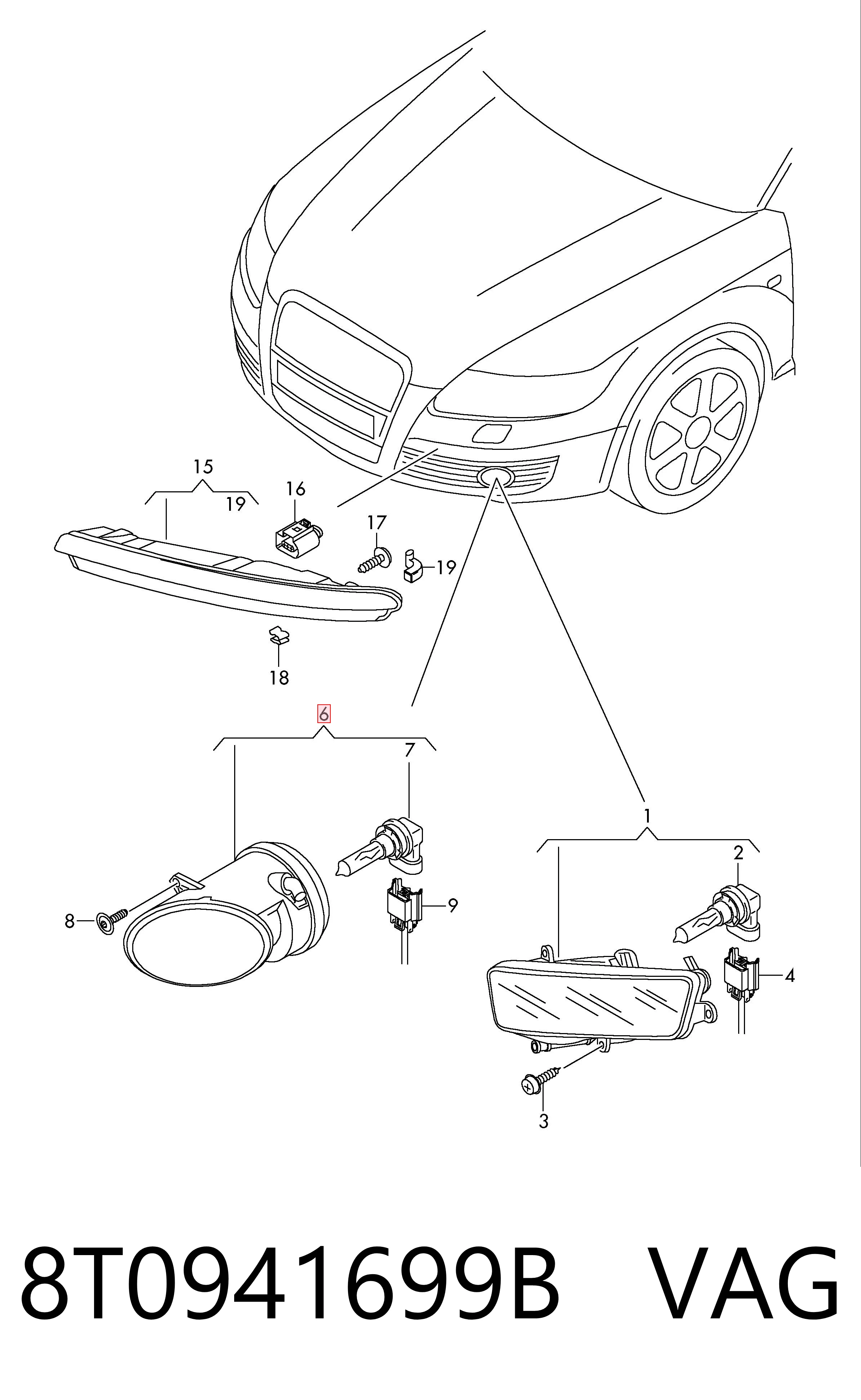 8T0941699B VAG Luzes de nevoeiro esquerdas