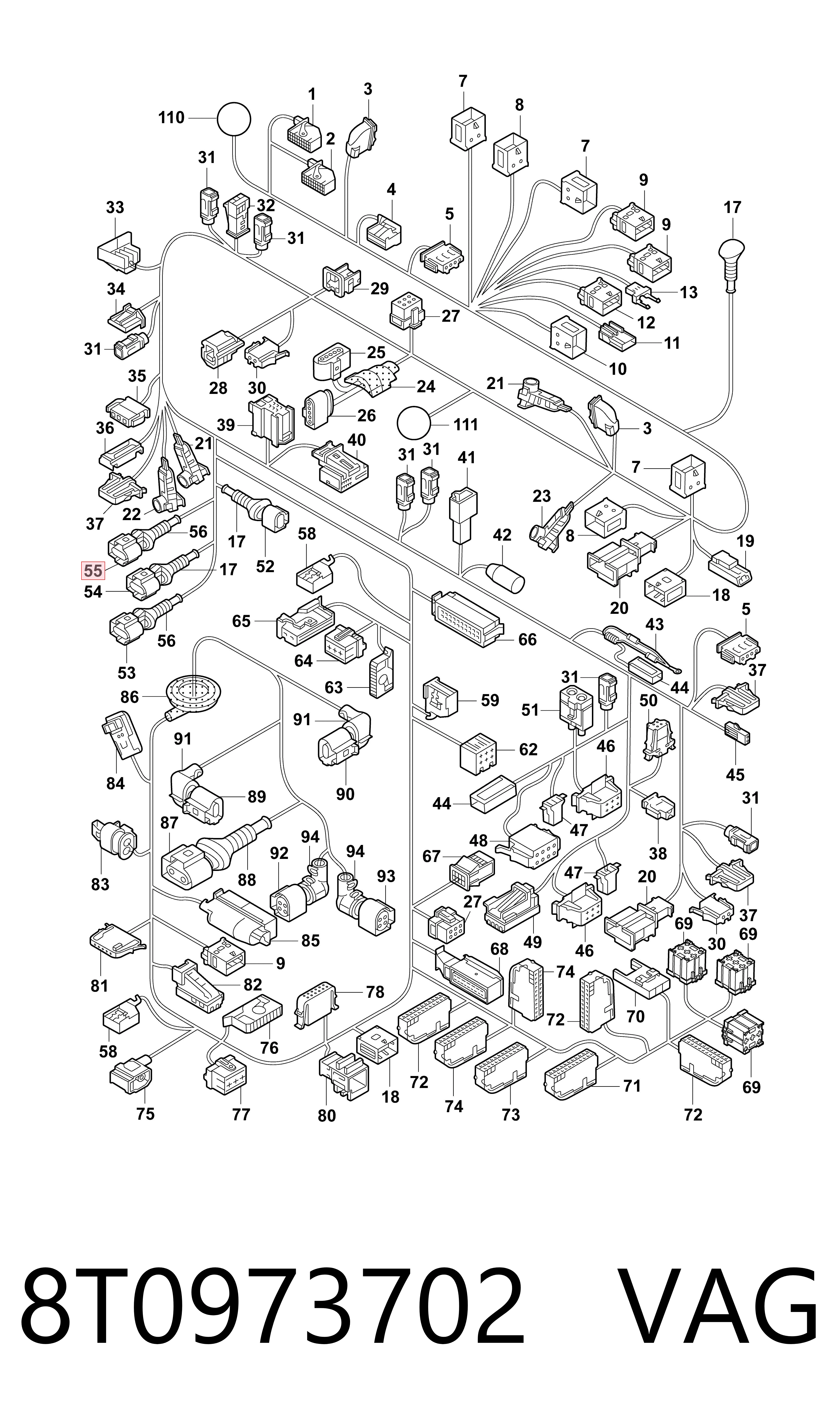 8T0973702 VAG Conector do sensor ABS
