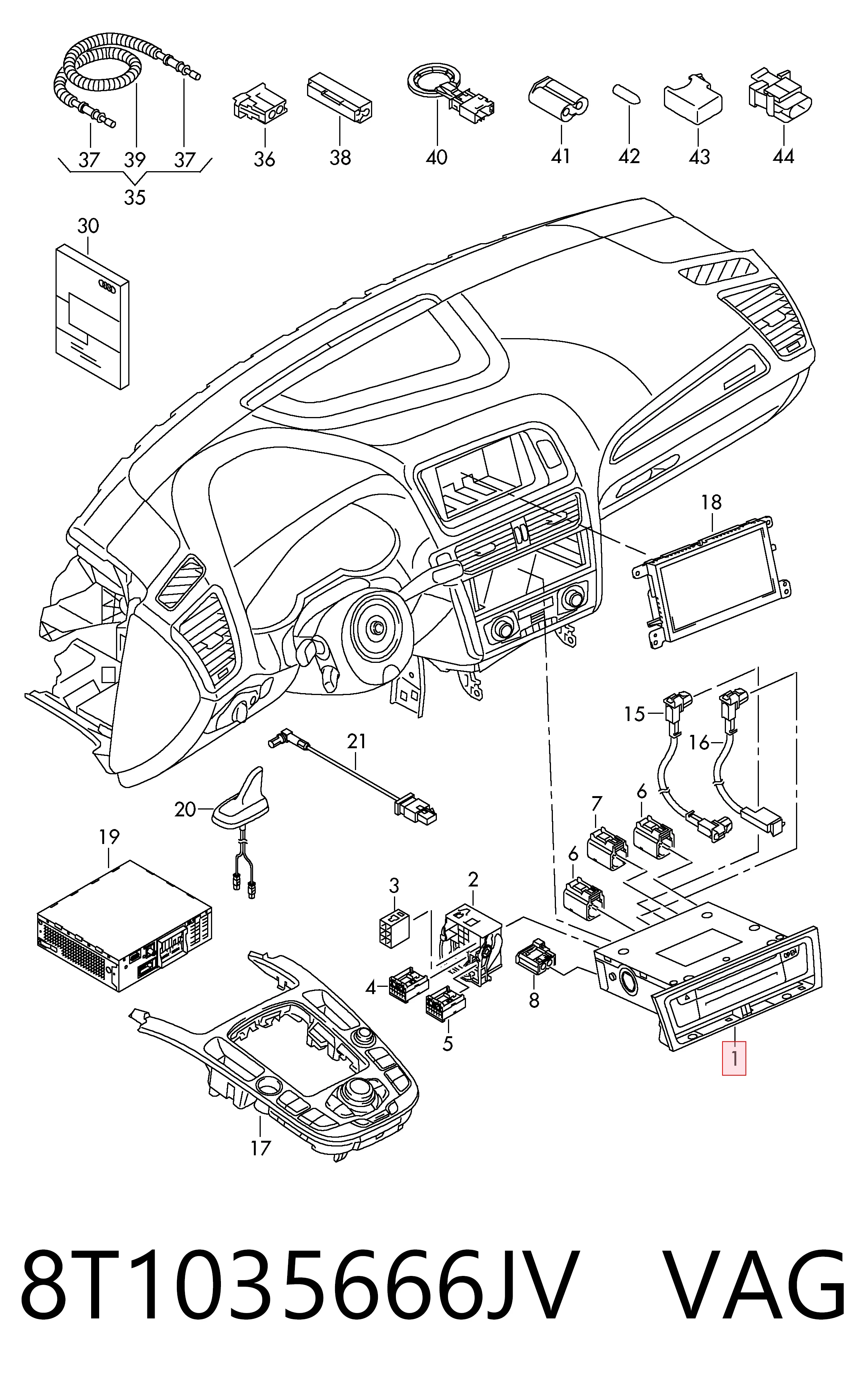 Aparelhagem de som (rádio AM/FM) para Audi Q5  8RB