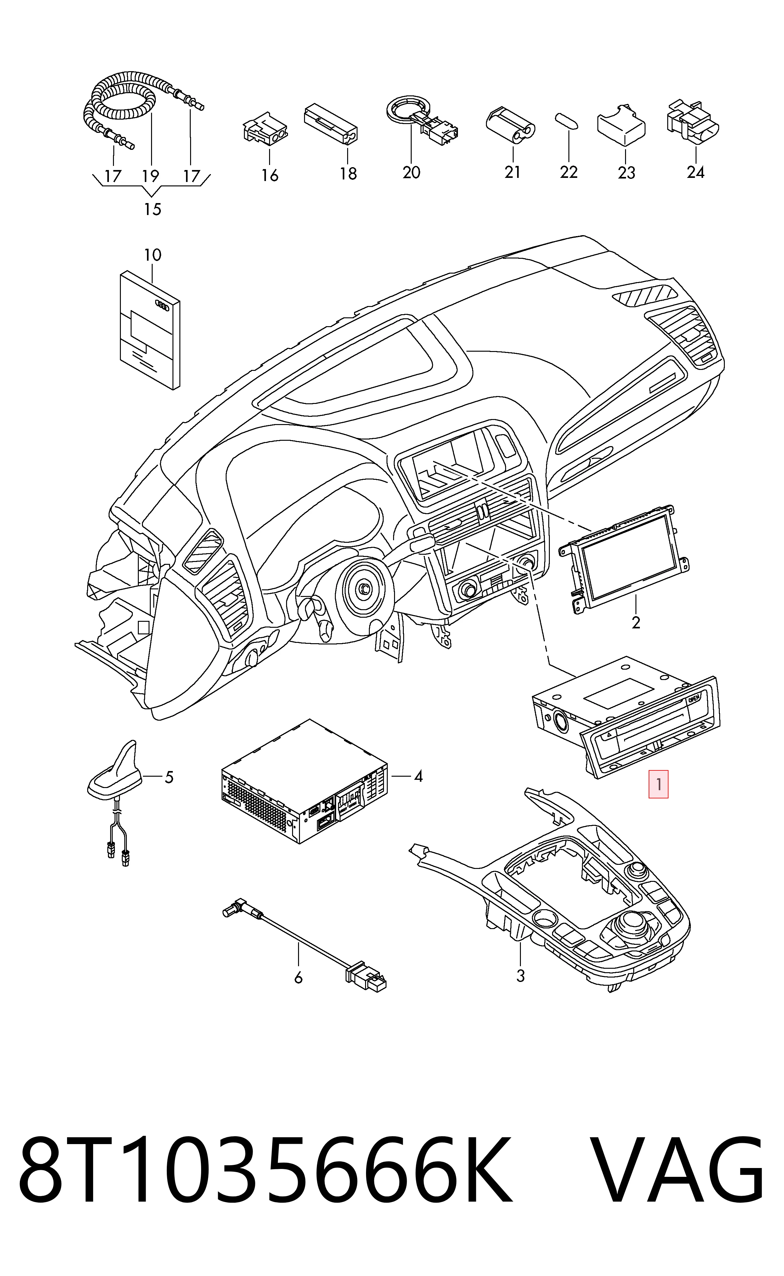  Aparelhagem de som (rádio AM/FM) Audi Q5 SUV (8RB) (2008 - 2016) 