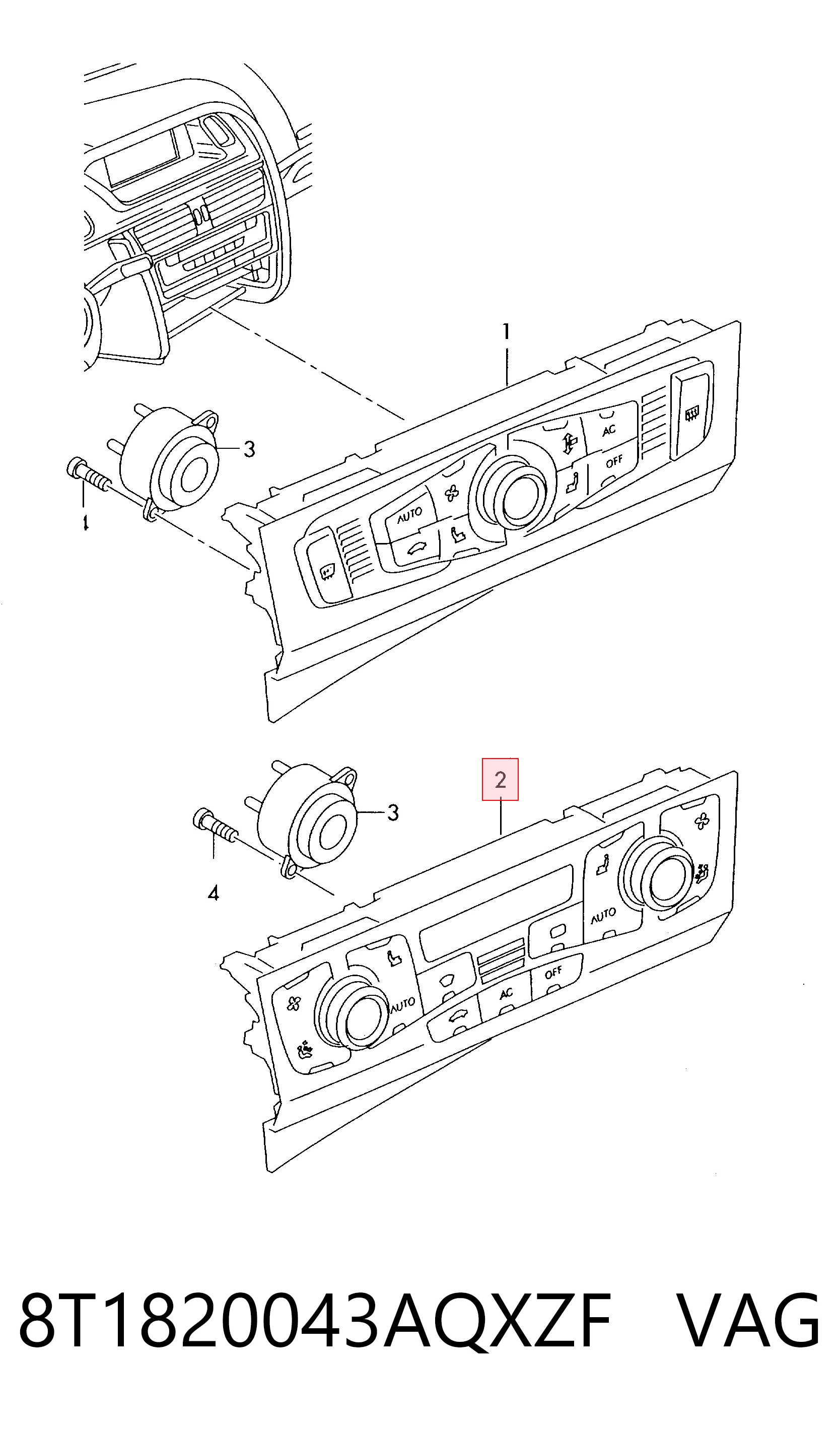 Unidade de controlo dos modos de aquecimento/condicionamento para Audi A4 Allroad B8 8KH