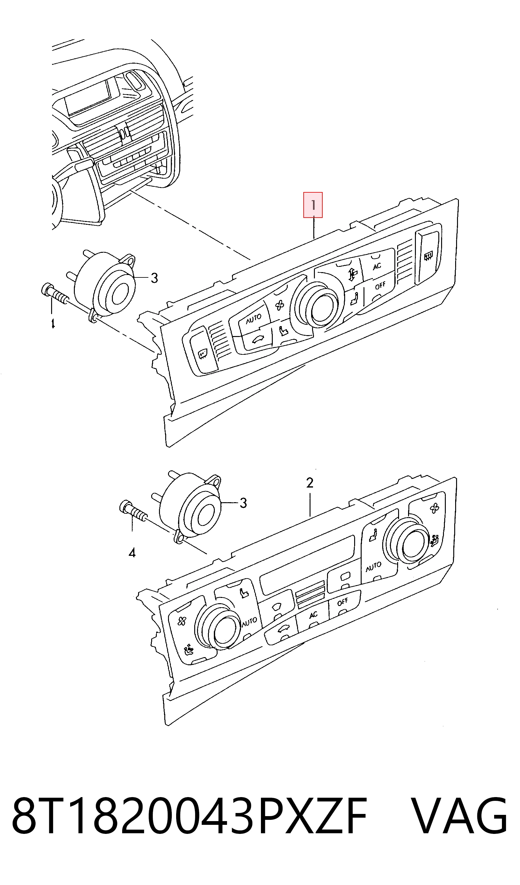 Unidade de controlo dos modos de aquecimento/condicionamento para Audi A4 Avant B8 8K5