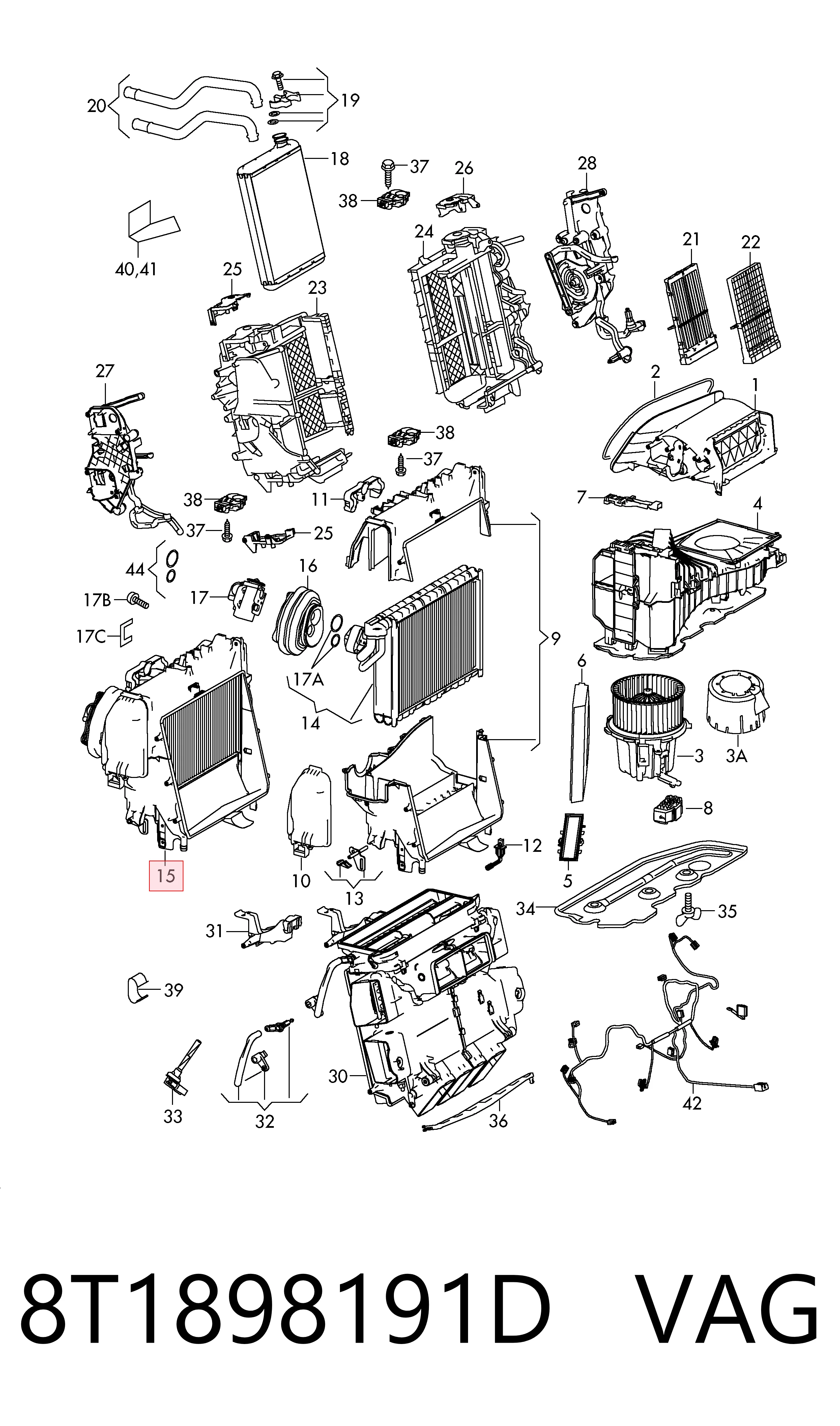 8T1898191D VAG Vaporizador de aparelho de ar condicionado