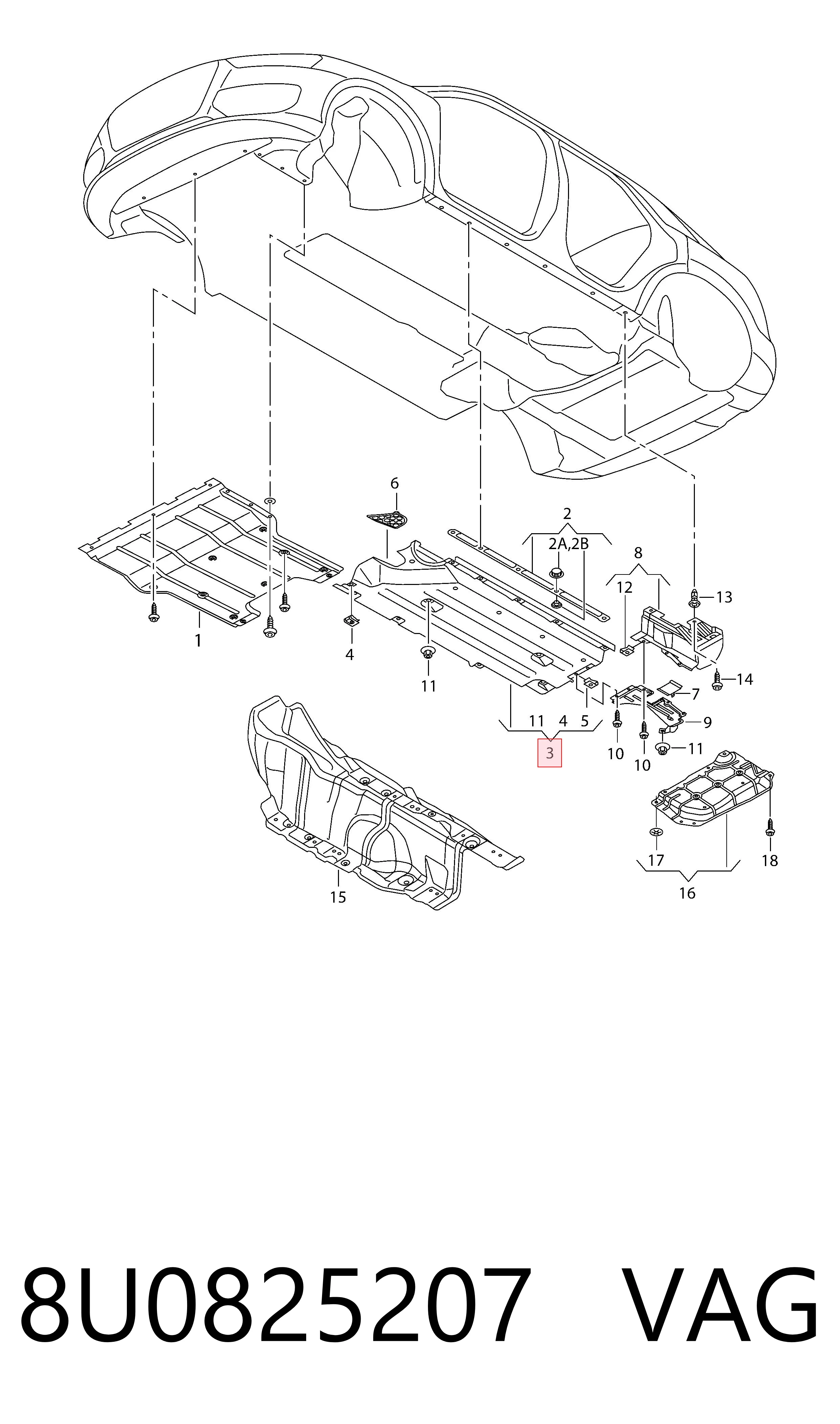 Compre 8U0825207 VAG Proteção de fundo esquerda