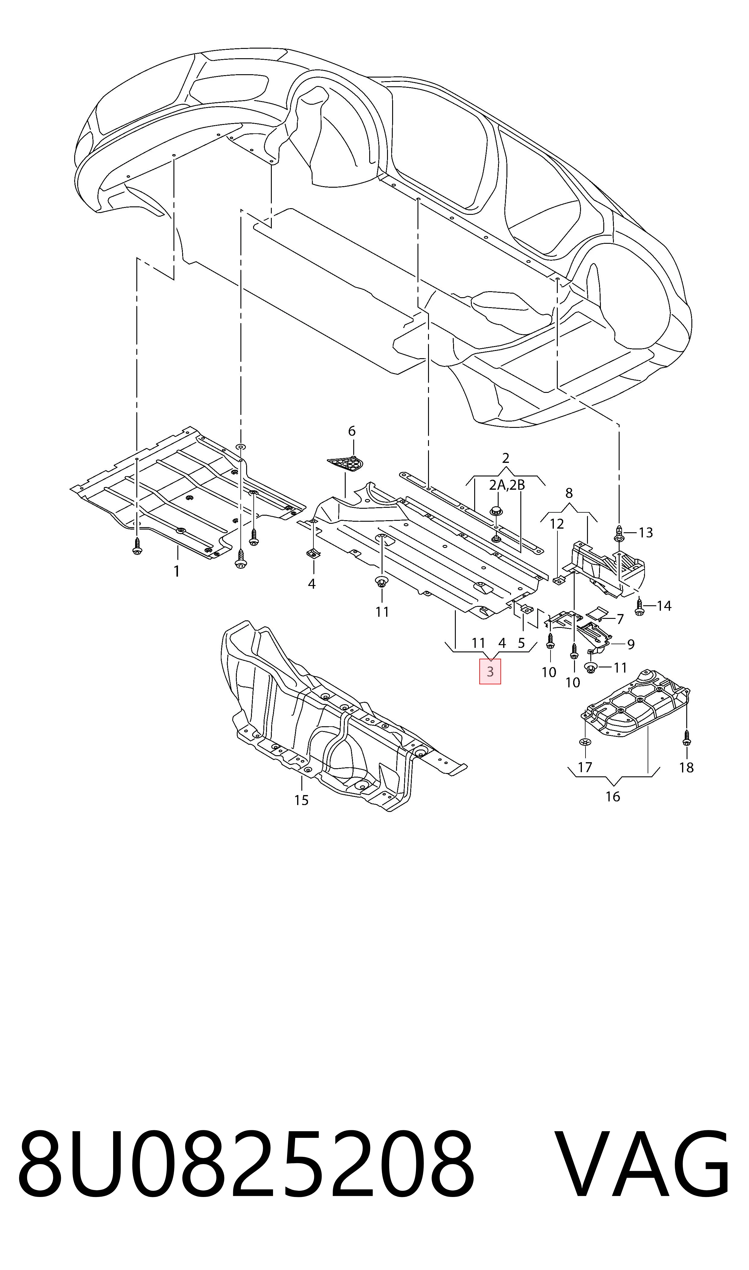 Compre 8U0825208 VAG Proteção de fundo direita