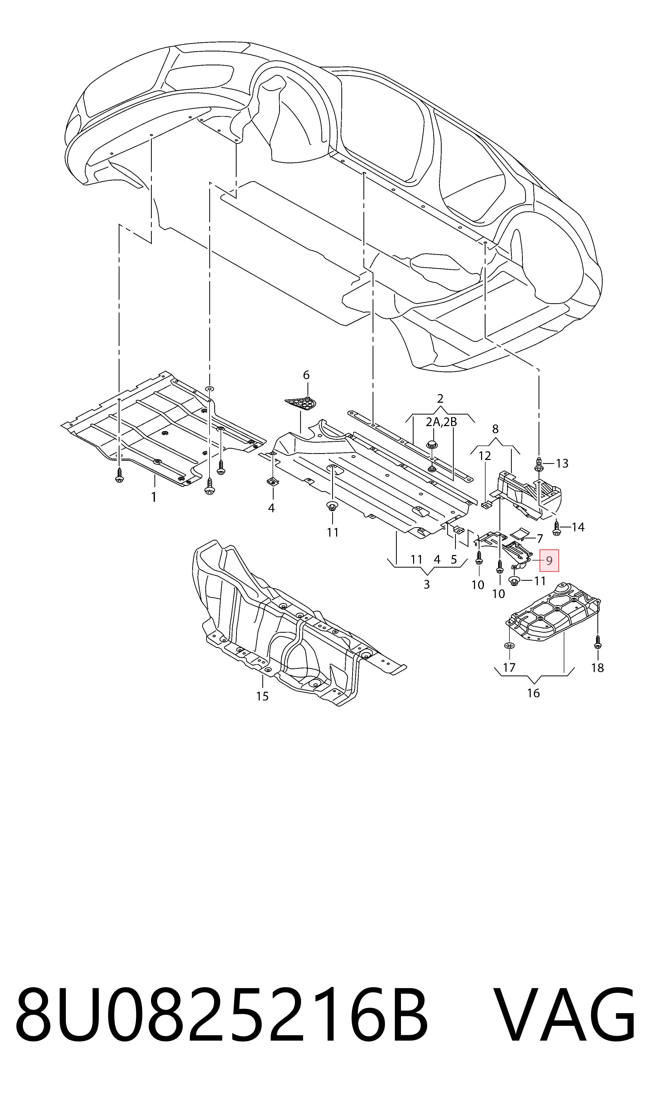 Compre 8U0825216B VAG Proteção de fundo traseira direita