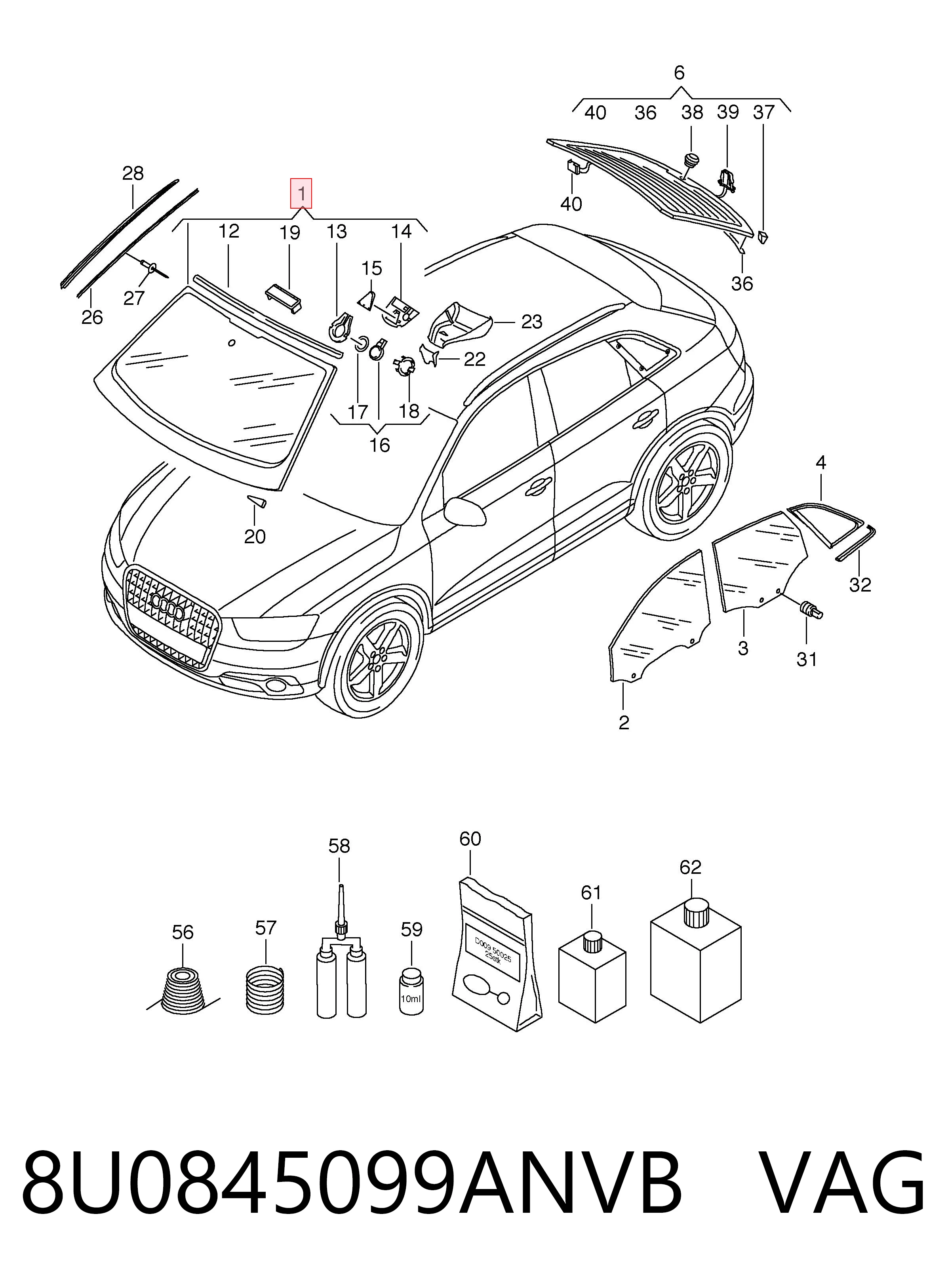 Pára-brisas Audi Q3  8UB, 8UG ao melhor preço