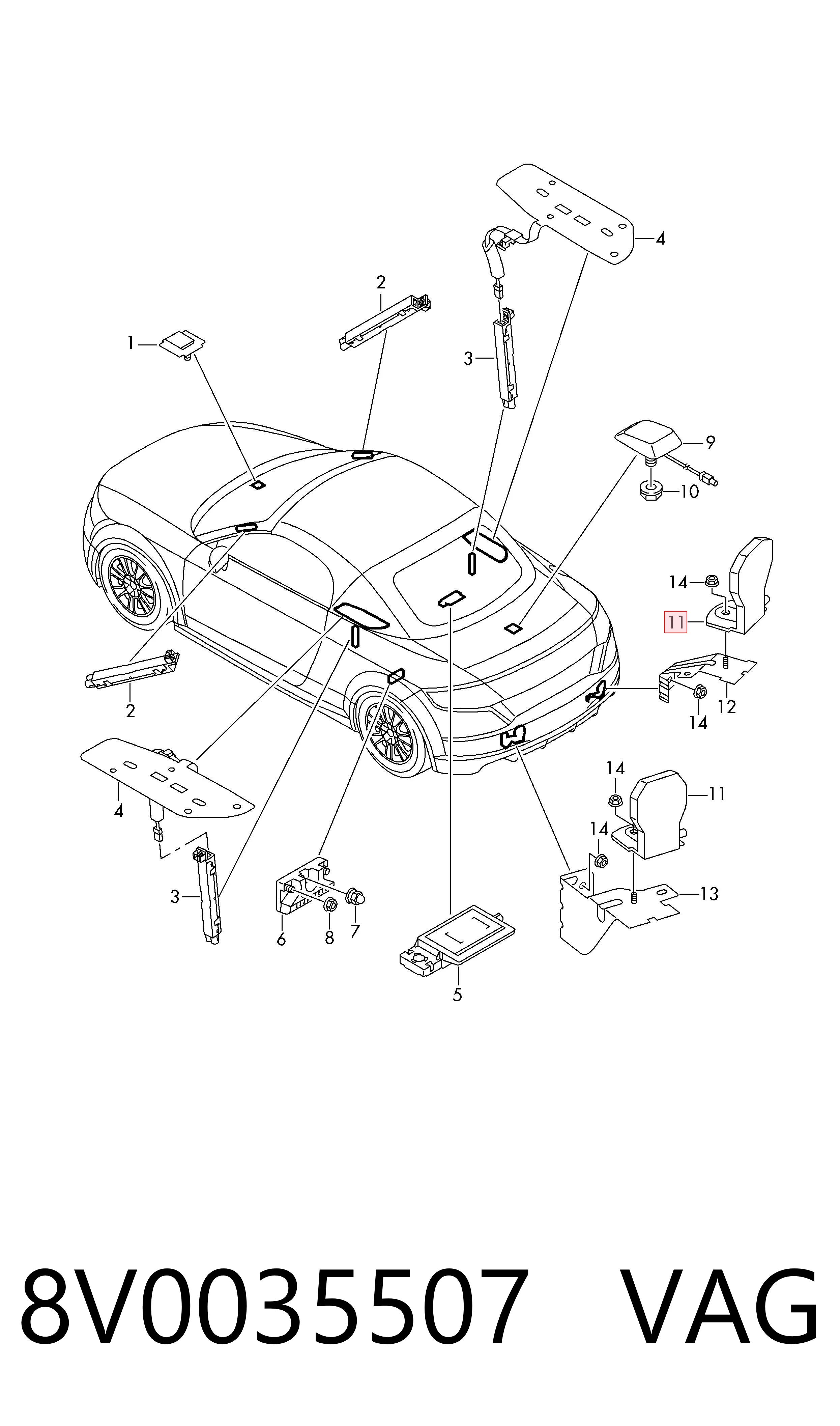 8V0035507 VAG Antena