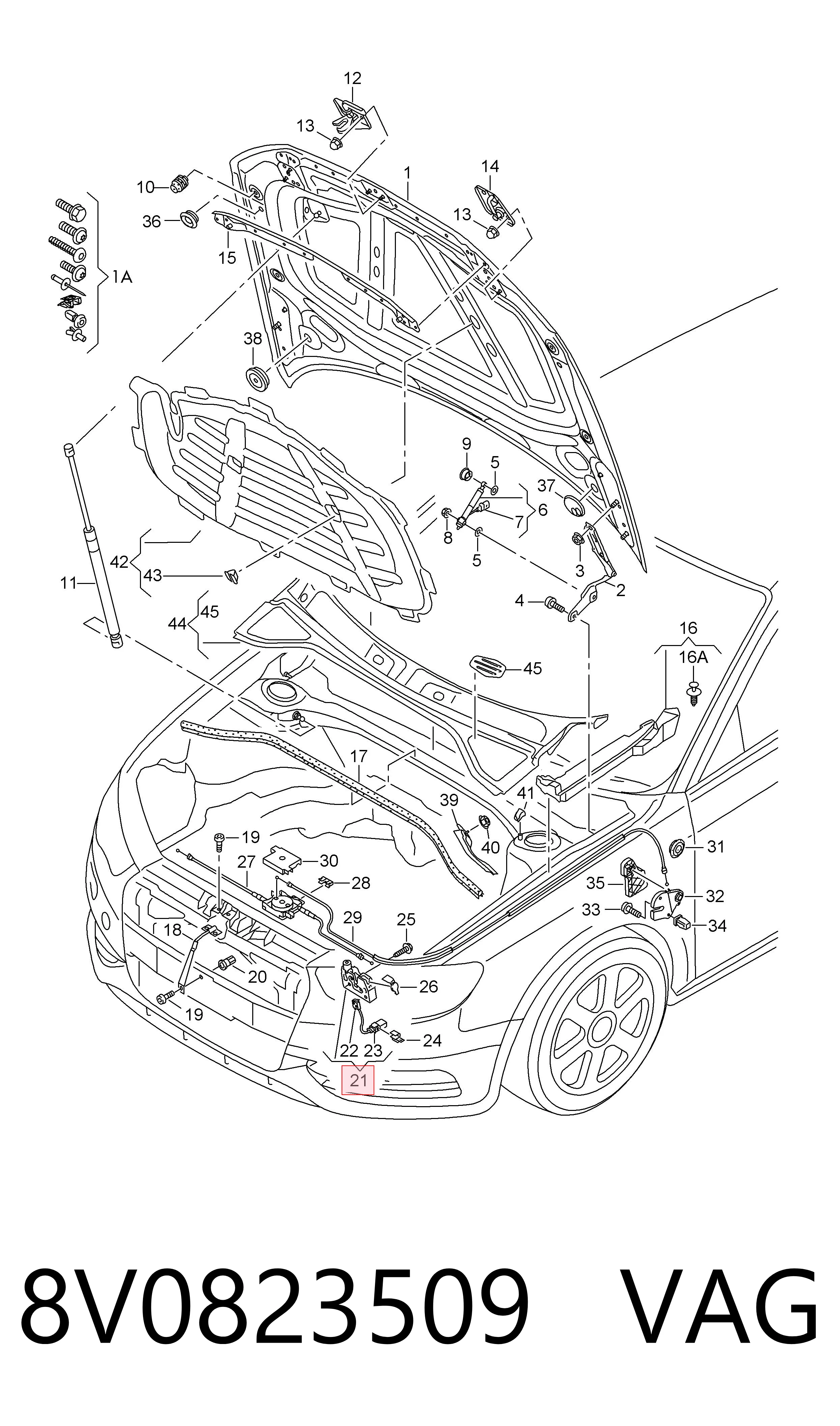 Fecho da capota Audi A3  8VS, 8VM