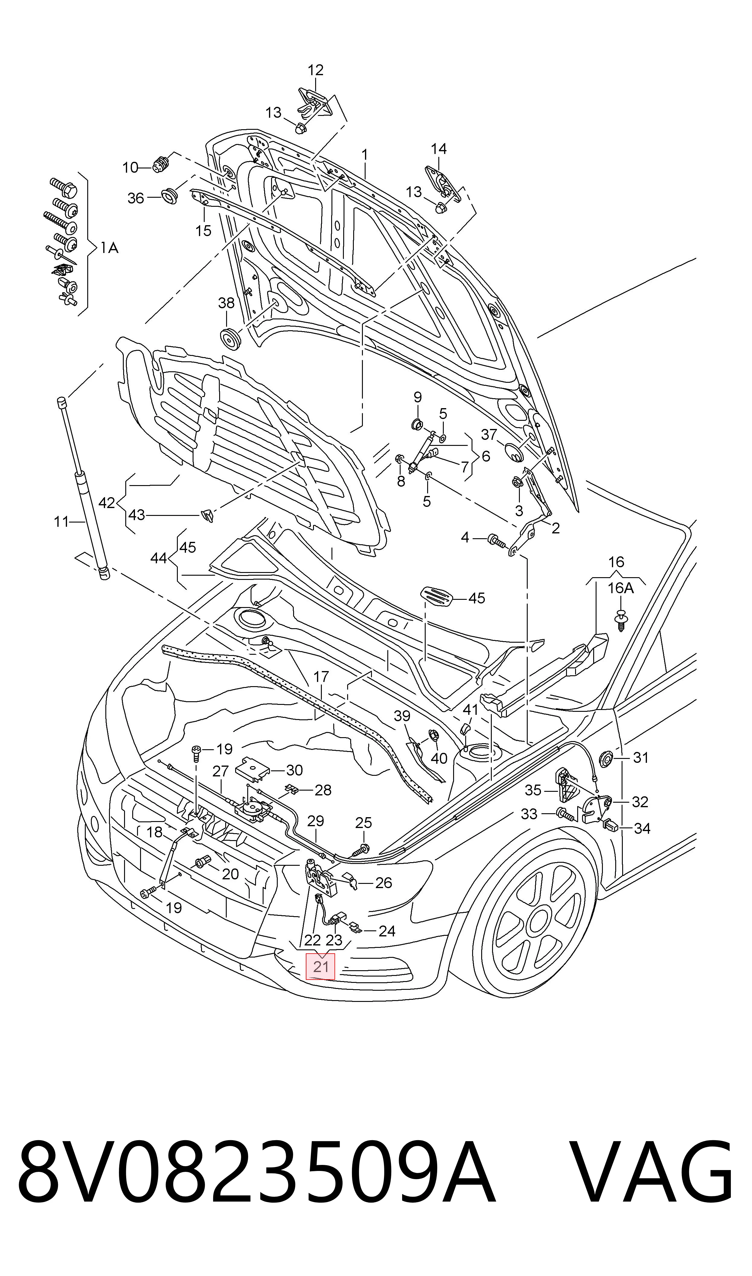 Fecho da capota para Audi A3  8VS, 8VM