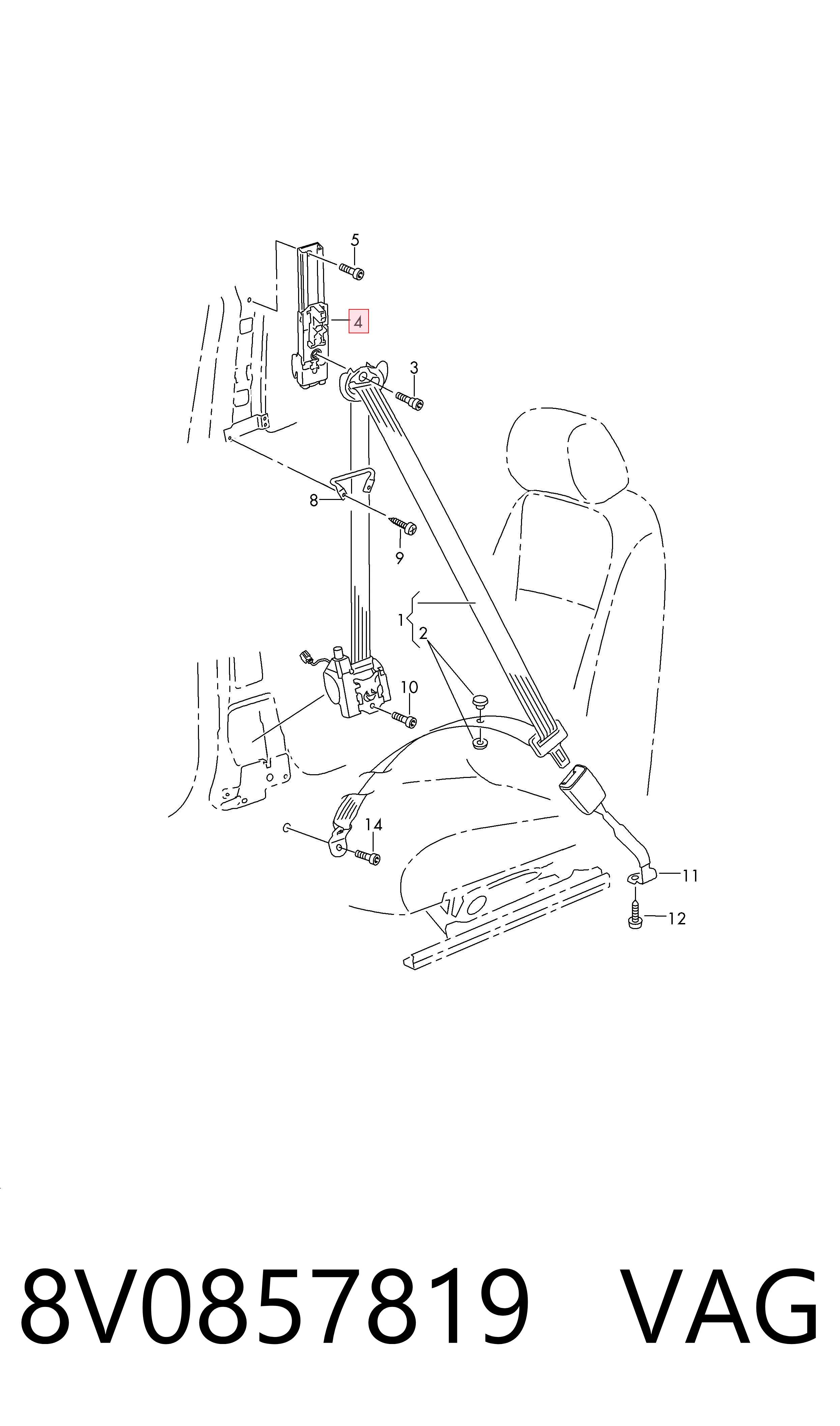 Regulador de altura da correia de segurança dianteira esquerda VAG 8V0857819 preço, a partir de 111,22 USD