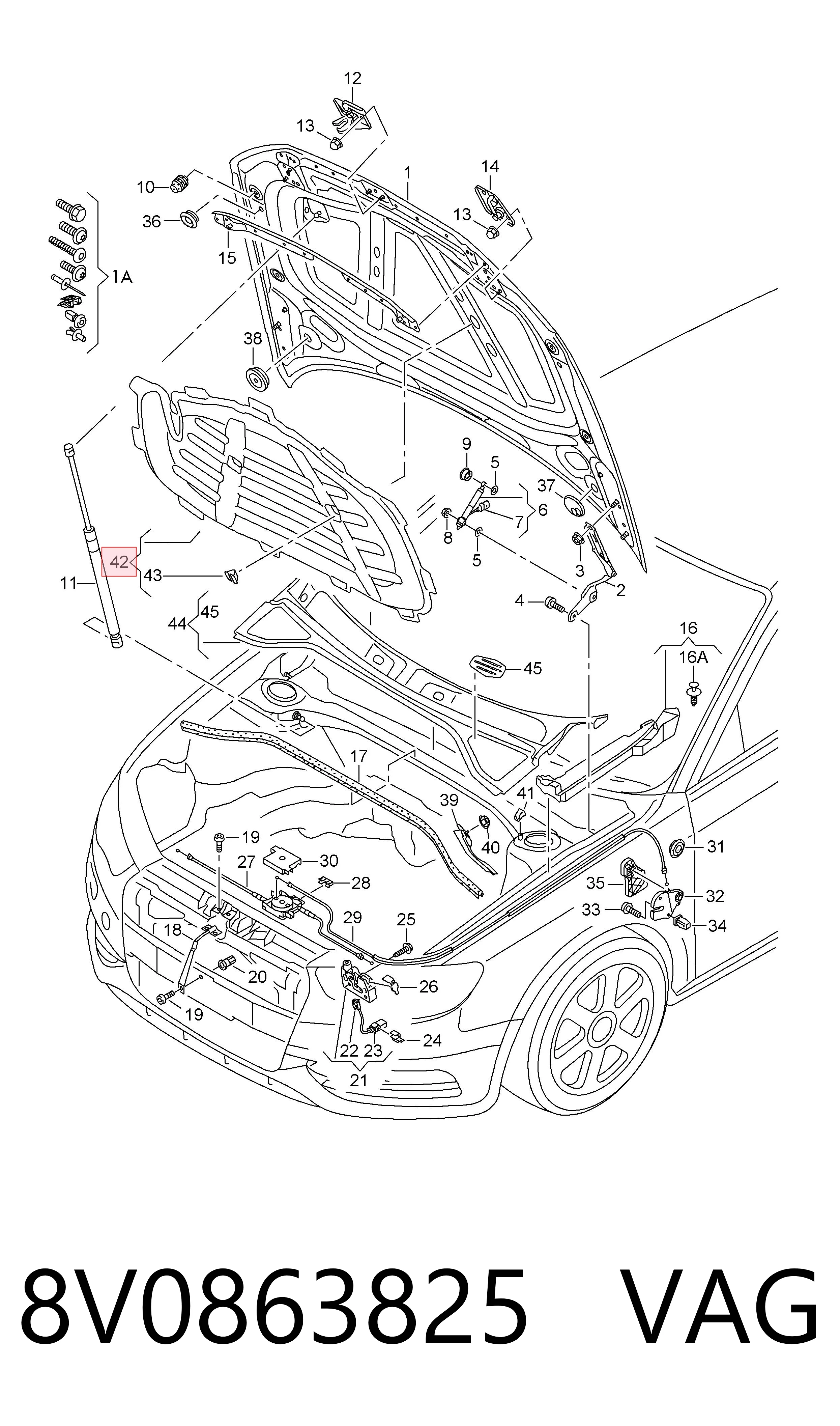 Compre 8V0863825 VAG Isolamento de ruído da capota