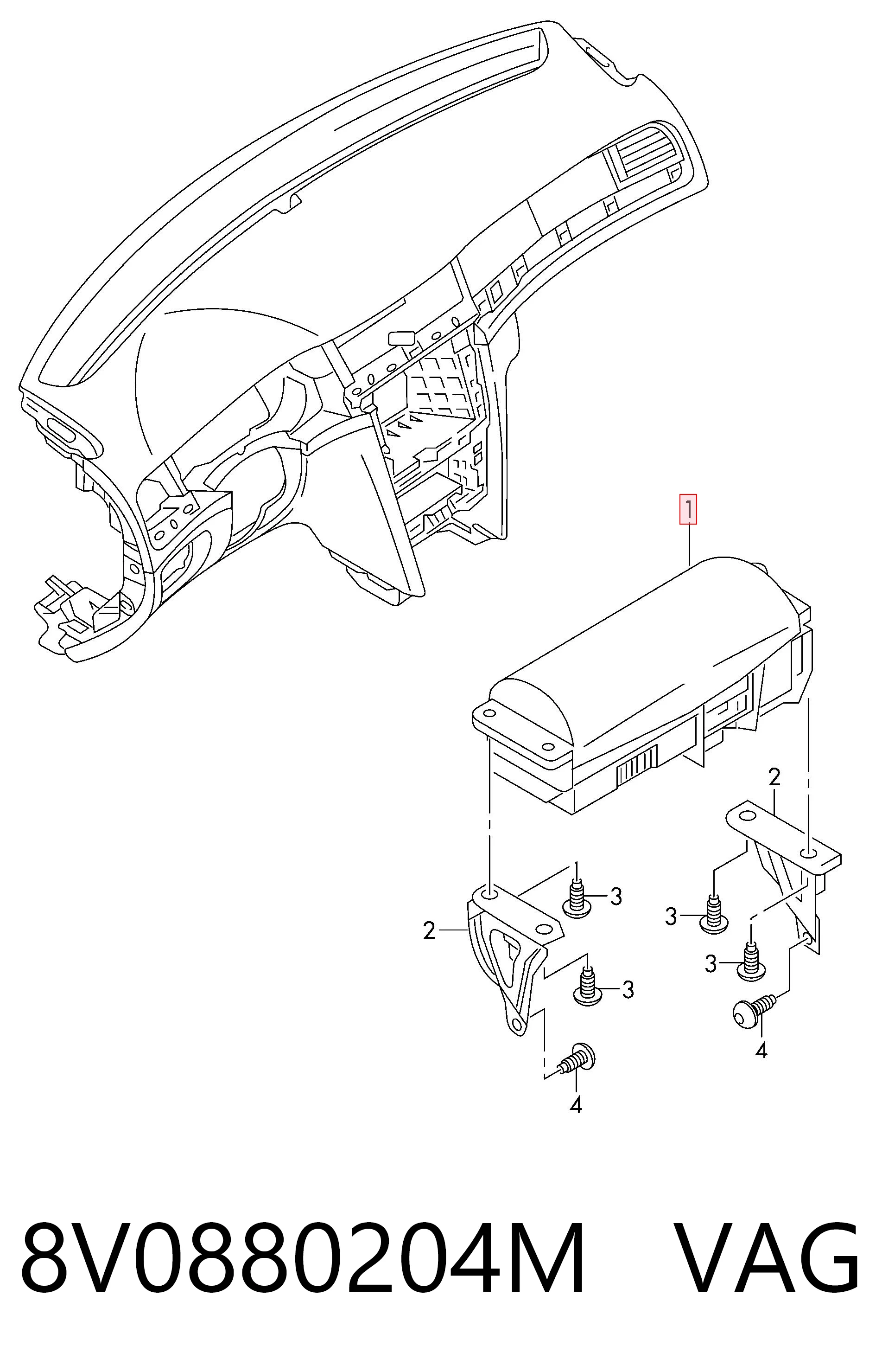 Cinto de segurança (AIRBAG) de passageiro VAG 8V0880204M preço, a partir de 267,30 USD
