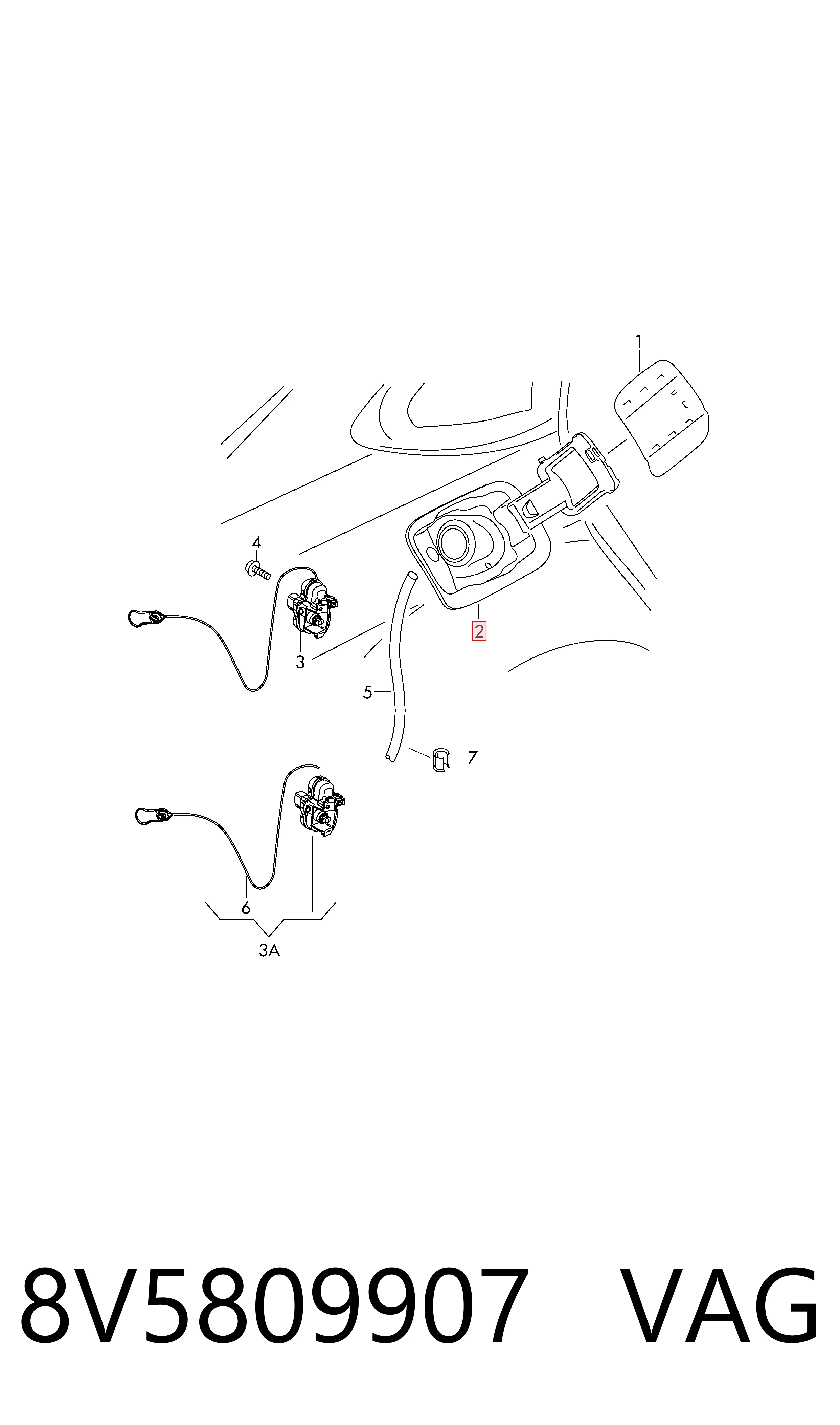  Alcapão do tanque de combustível Audi A3 sedan (8VS, 8VM) (2013 - 2020) 