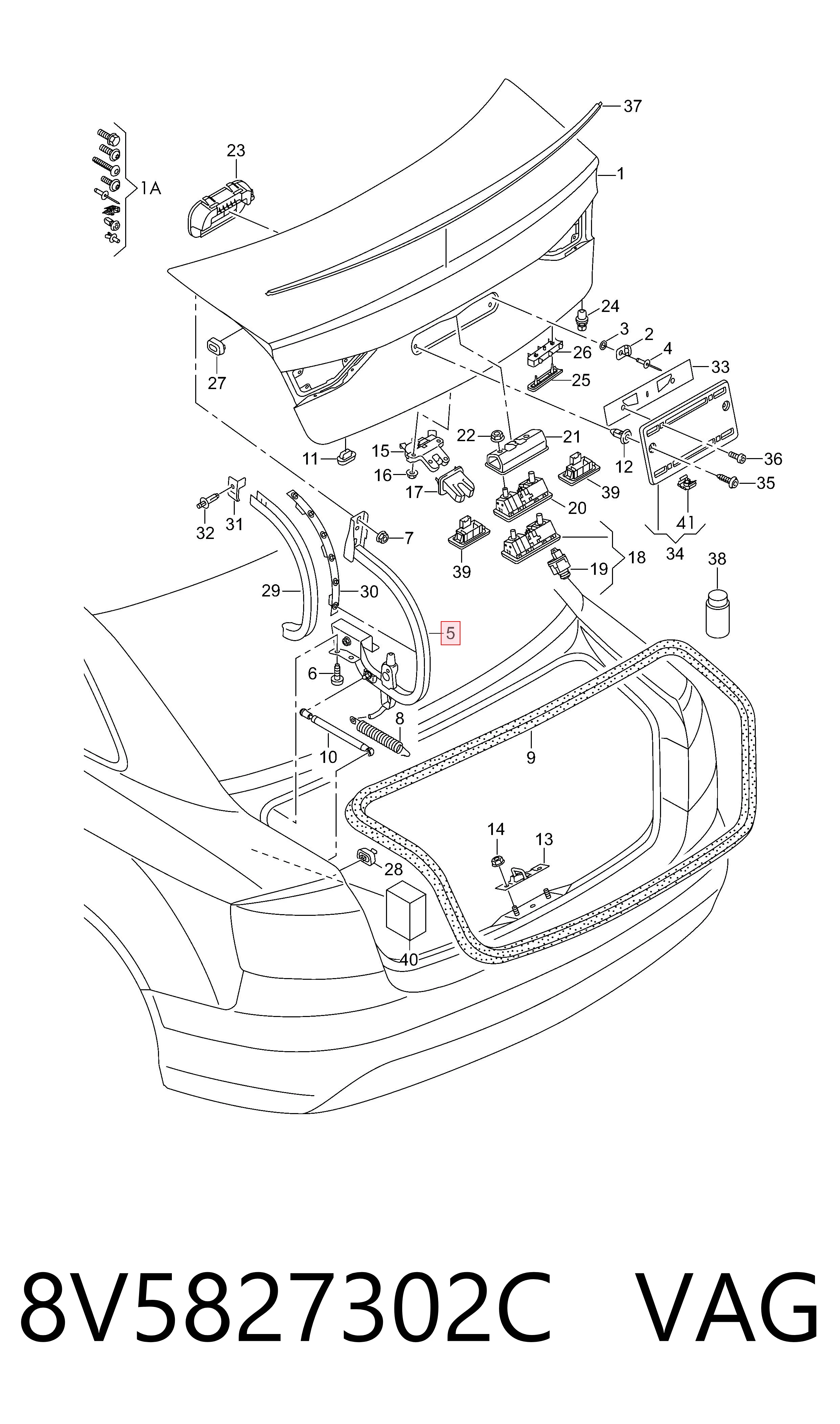 Gozno de tampa de porta-malas VAG 8V5827302C preço, a partir de 133,75 USD